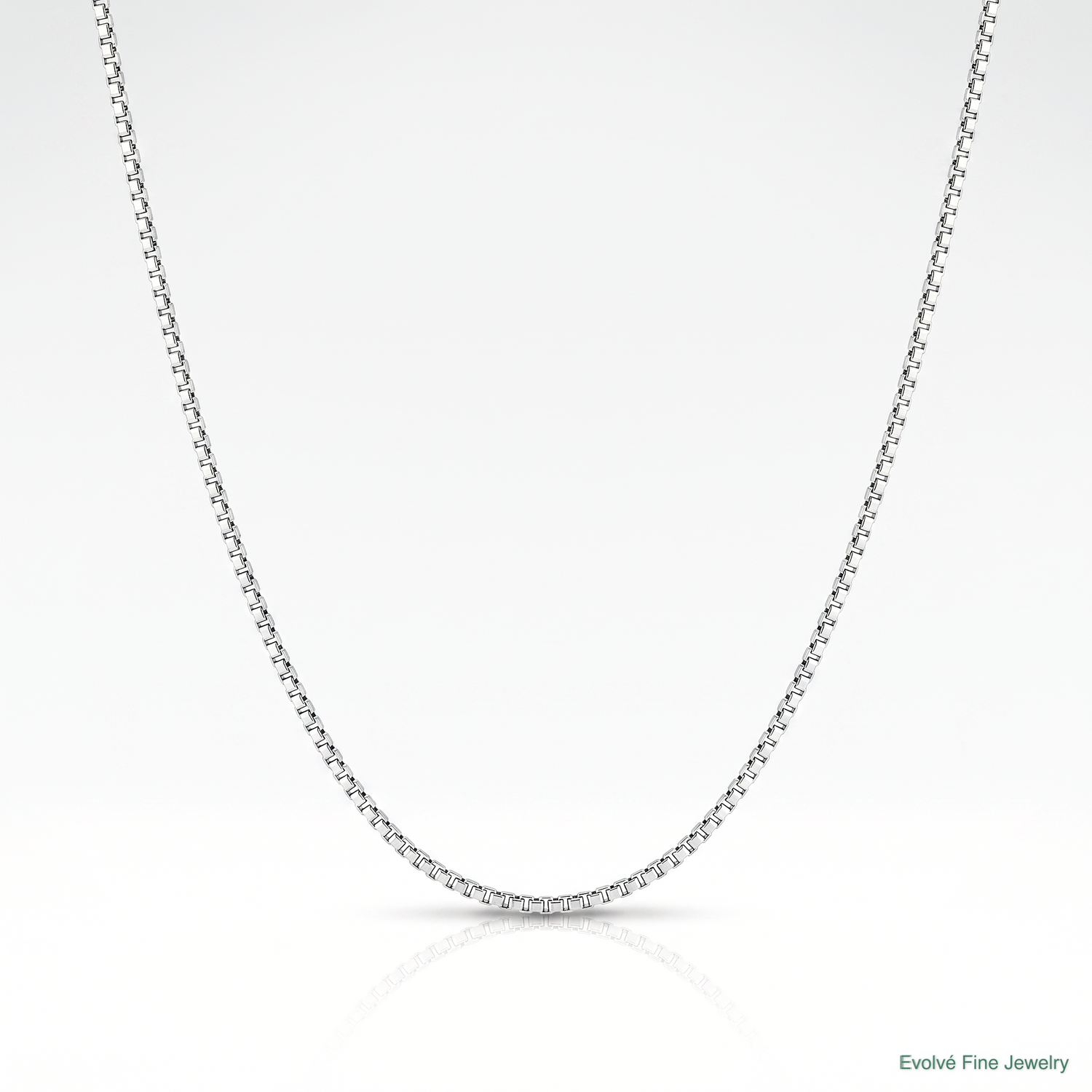 14k White Gold Carded .5mm Box Chain - Lifestyle View