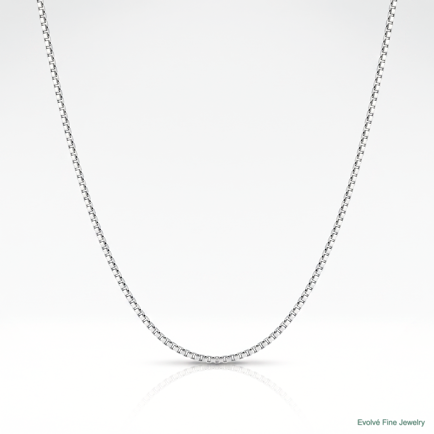 14k White Gold Carded .5mm Box Chain - Lifestyle View