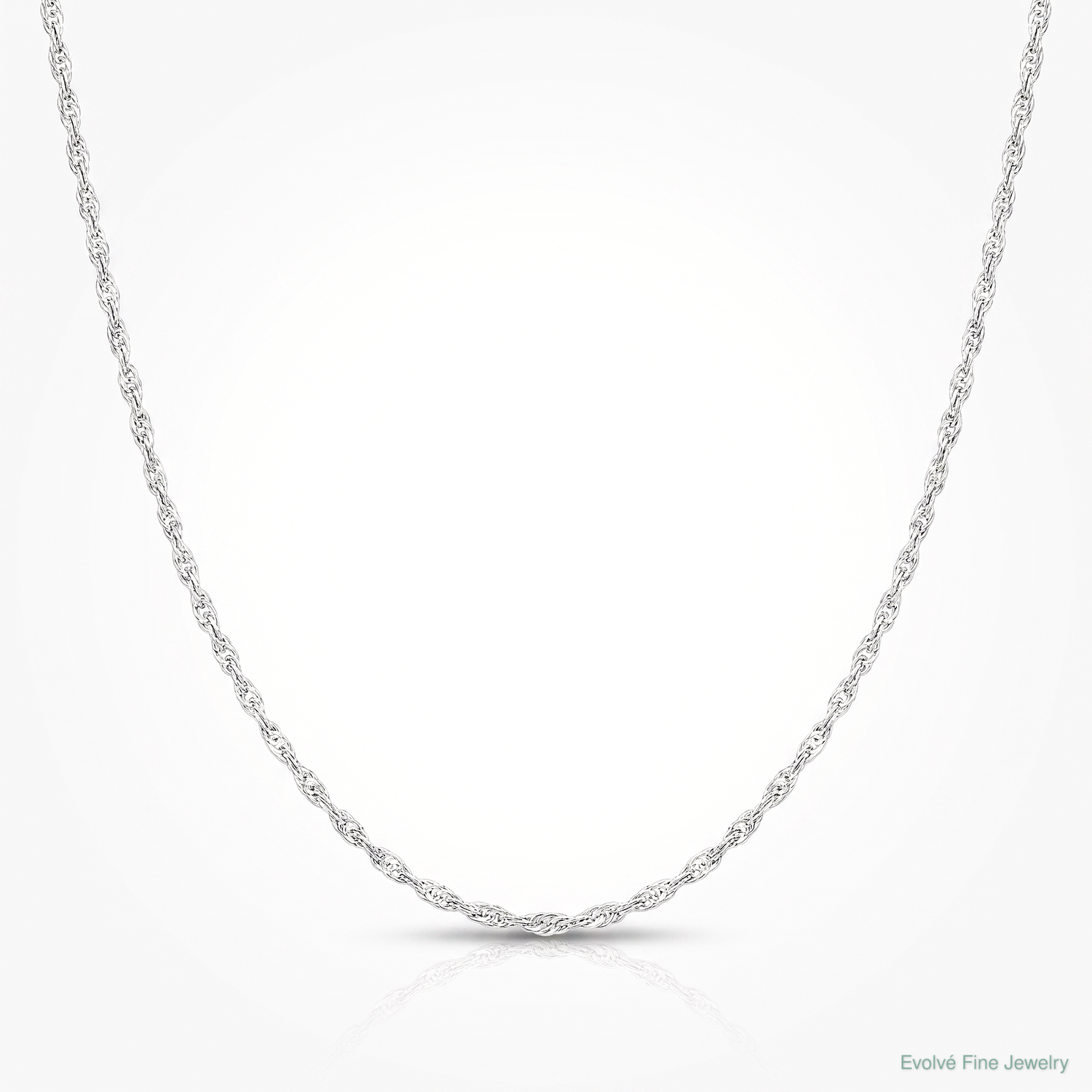 14k White Gold .5 mm Carded Cable Rope Chain - Lifestyle View
