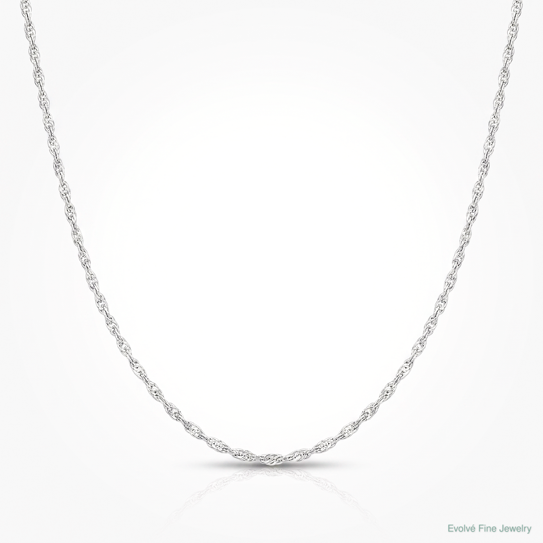 14k White Gold .5 mm Carded Cable Rope Chain - Lifestyle View