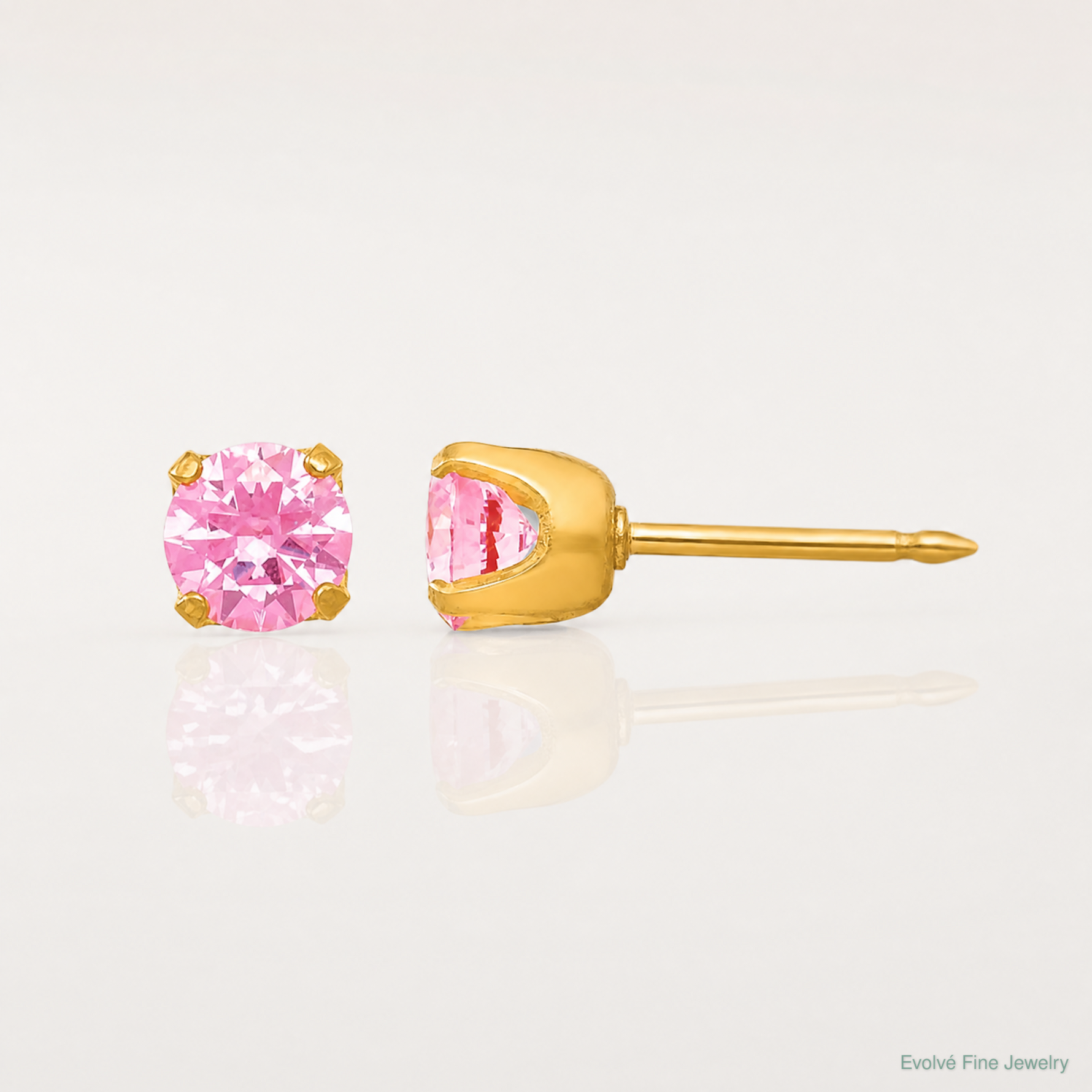 Inverness 14k 5mm Pink CZ Post Earrings - Lifestyle View