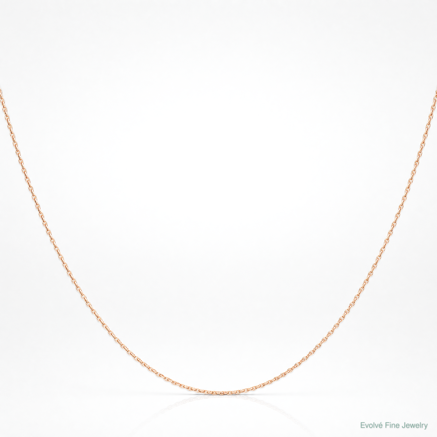 14k  Rose Gold .6 mm Carded Cable Rope Chain - Lifestyle View