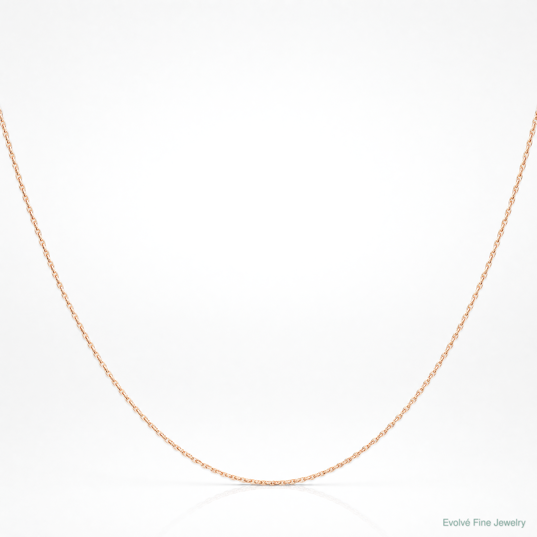 14k  Rose Gold .6 mm Carded Cable Rope Chain - Lifestyle View