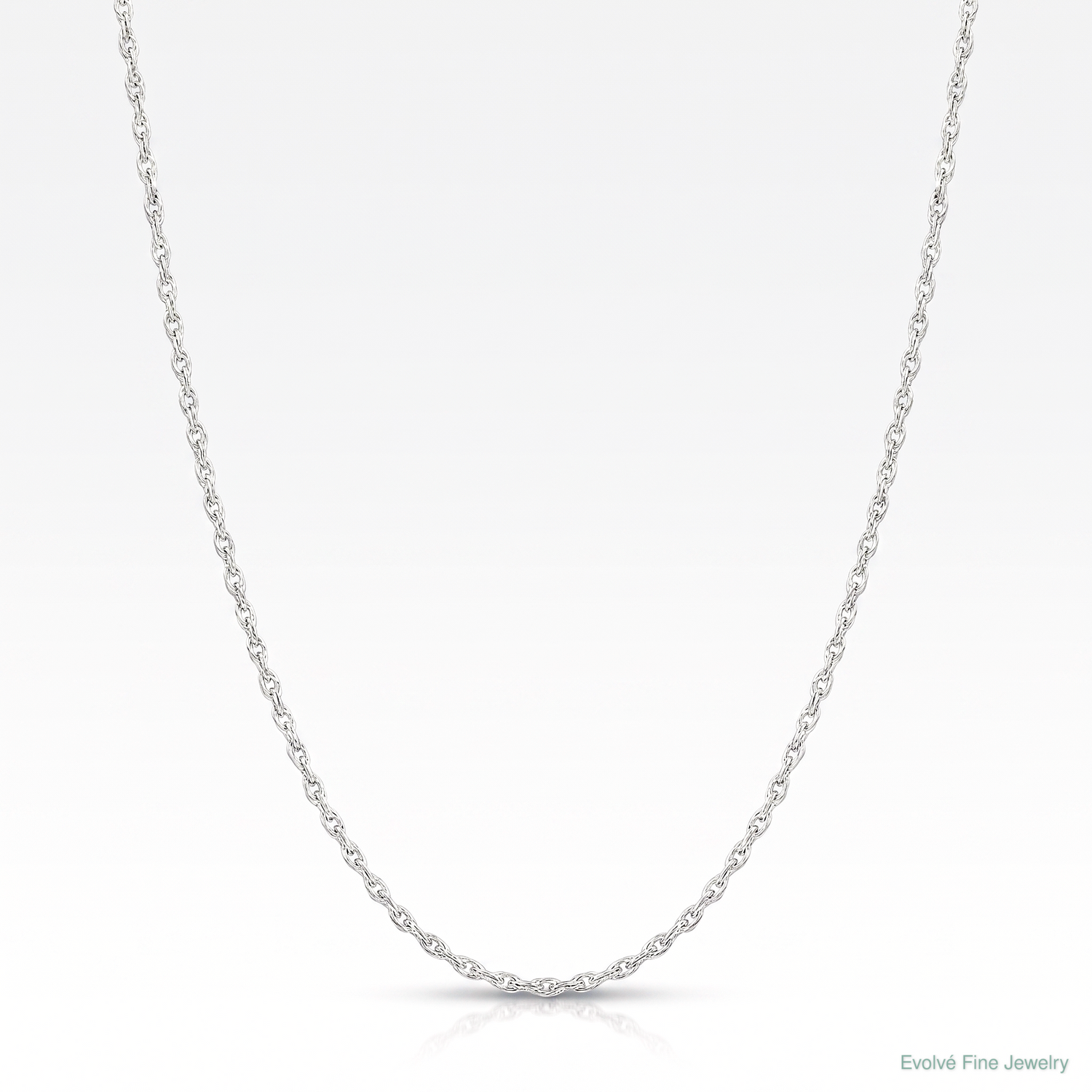 14k White Gold .6 mm Carded Cable Rope Chain - Lifestyle View