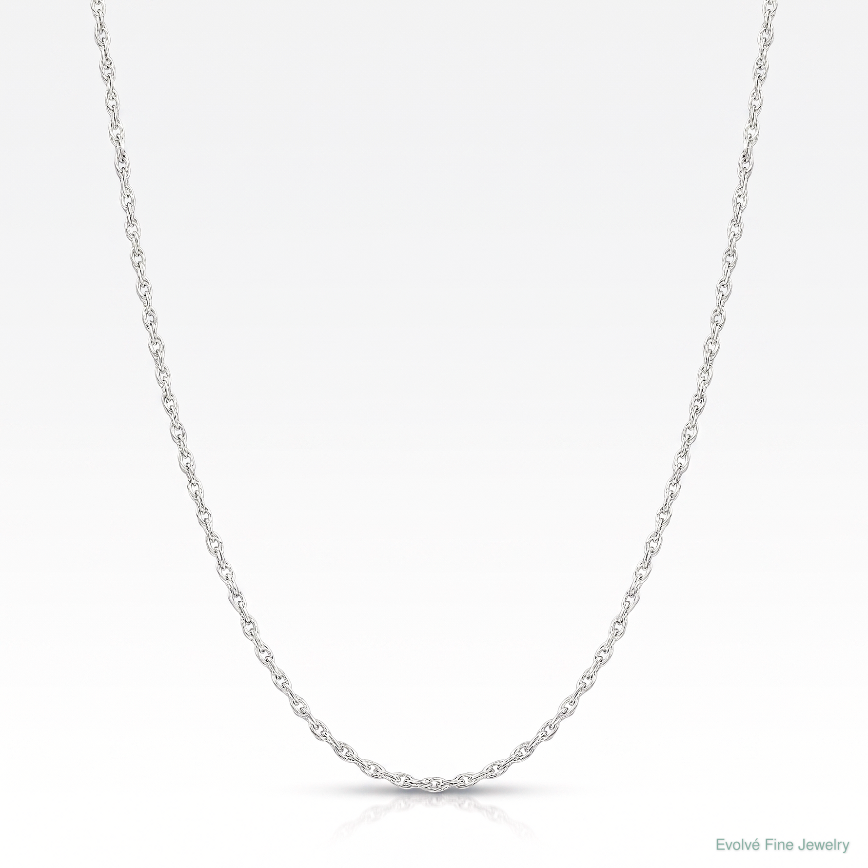 14k White Gold .6 mm Carded Cable Rope Chain - Lifestyle View