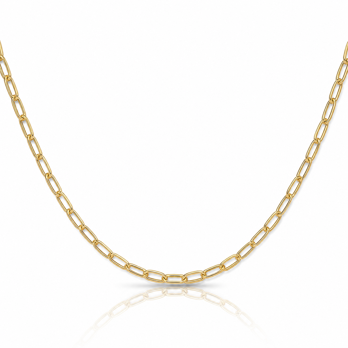Leslie's 14k 3.0mm Semi-Solid Beveled D/C Paperclip Chain - Lifestyle View