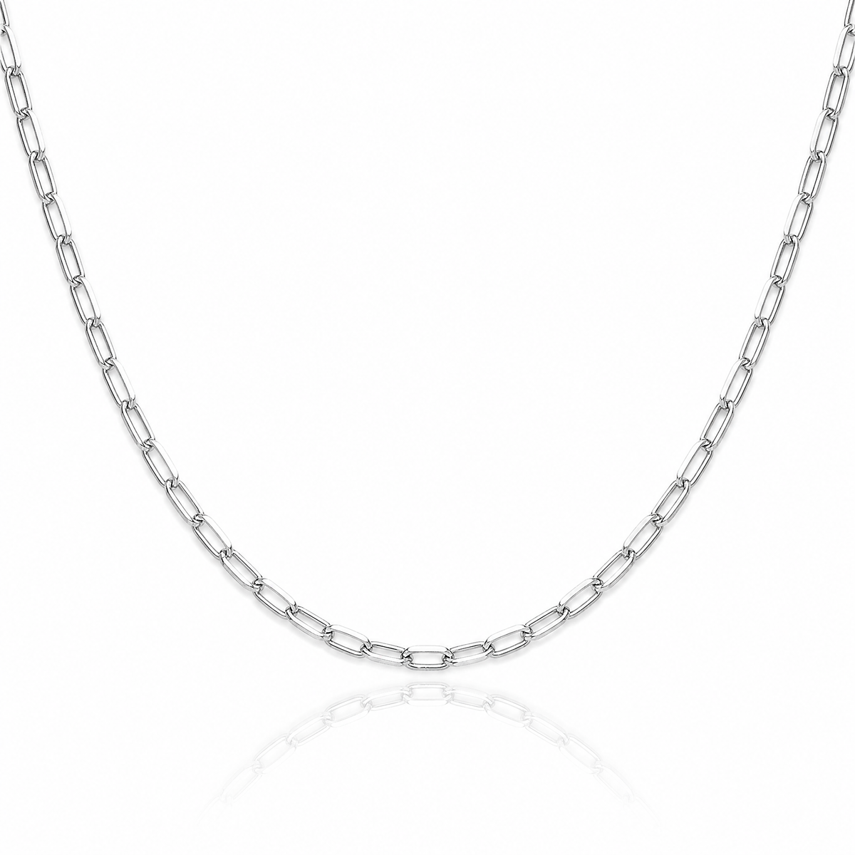 Leslie's 14k WG 3.0mm Solid Beveled D/C Paperclip Chain - Lifestyle View