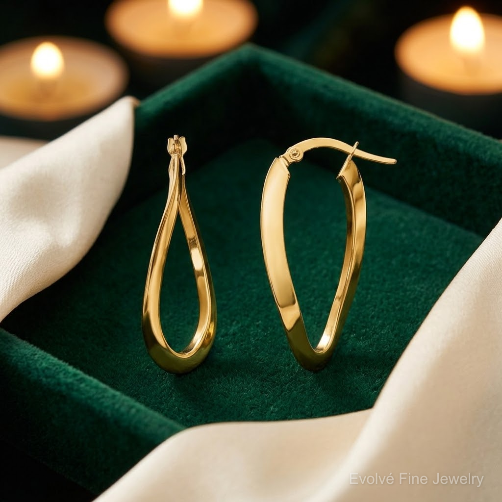 Leslie's 14K Polished Oval Hoop Earrings - Lifestyle View