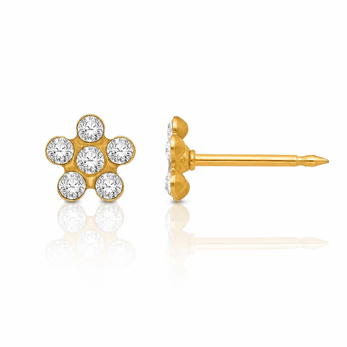 Inverness 14k April Crystal Birthstone Flower Earrings - Lifestyle View