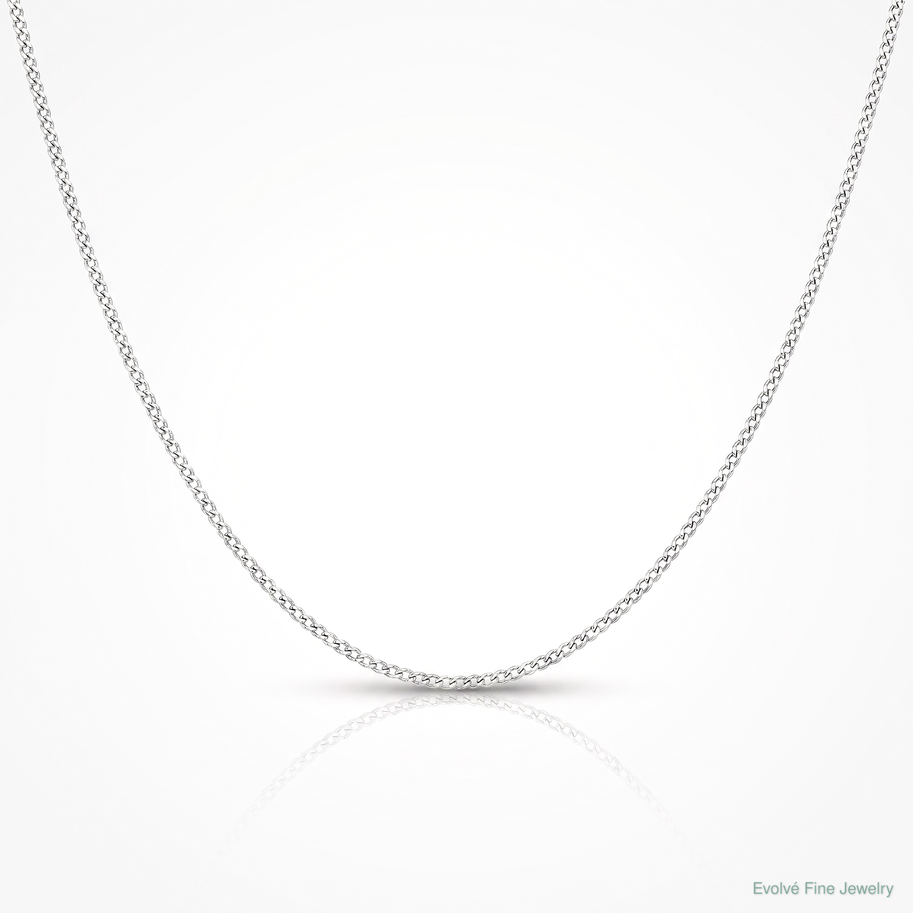 14k White Gold .5mm Carded Curb Chain - Lifestyle View