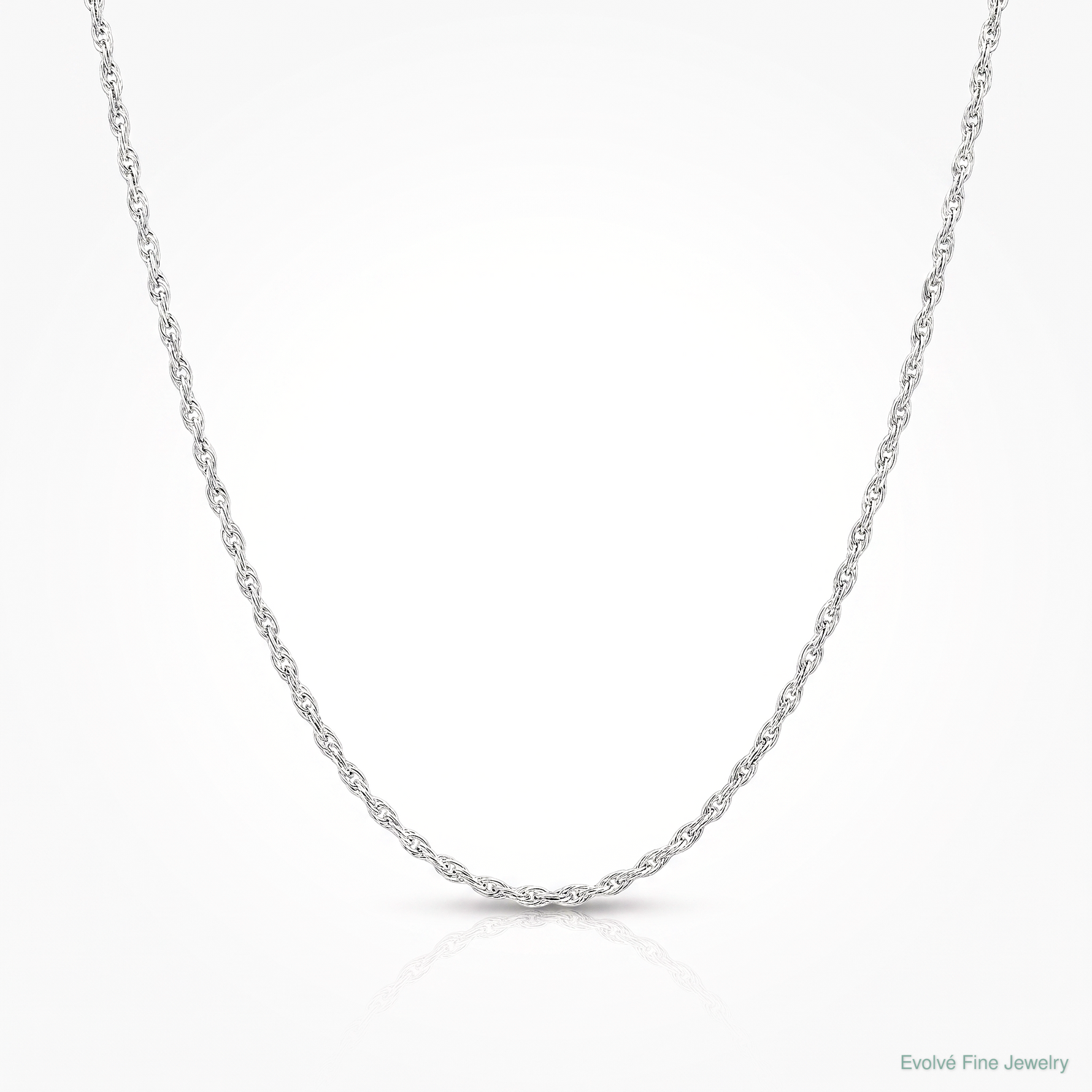14k White Gold .95 mm Carded Cable Rope Chain - Lifestyle View