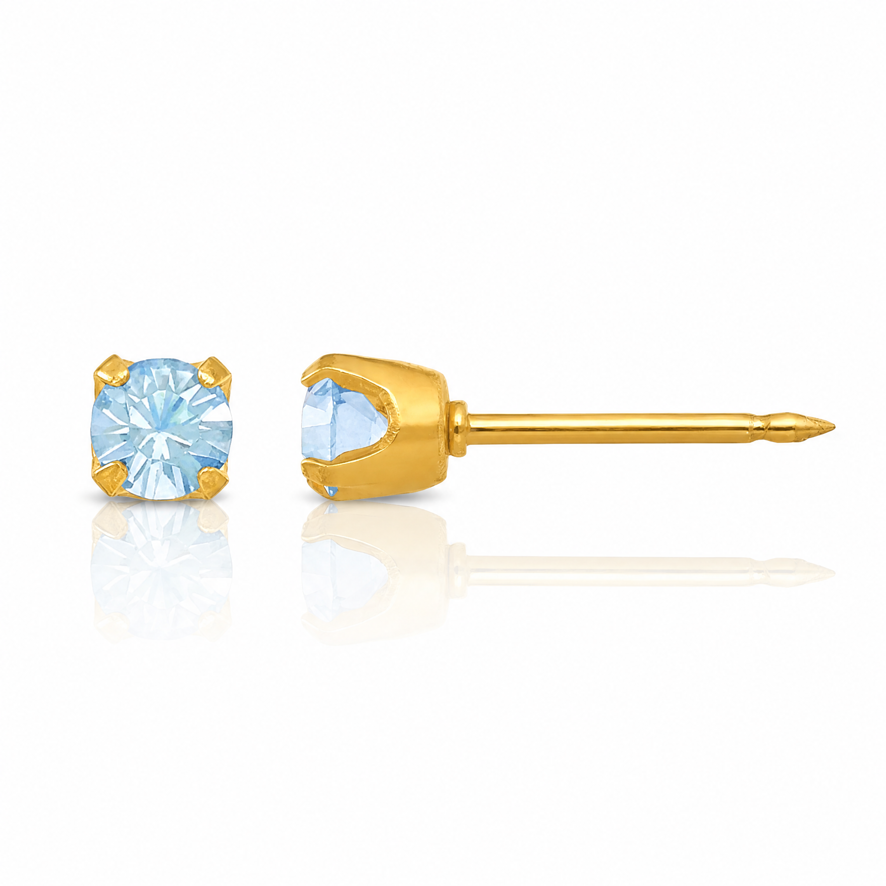 Inverness 14k 3mm March Crystal Birthstone Post Earrings - Lifestyle View