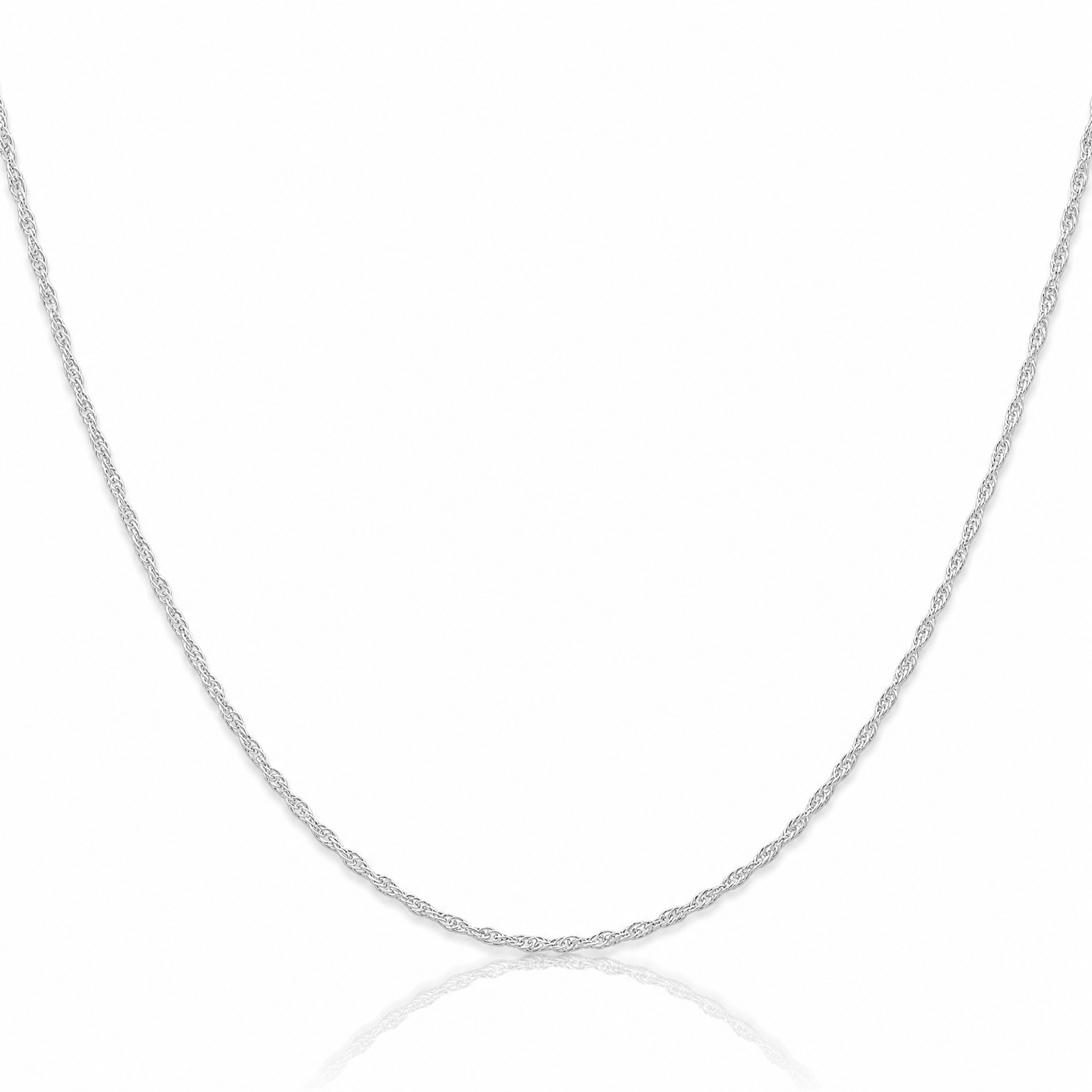 14K White Gold 1.15mm Carded Cable Rope Chain - Lifestyle View