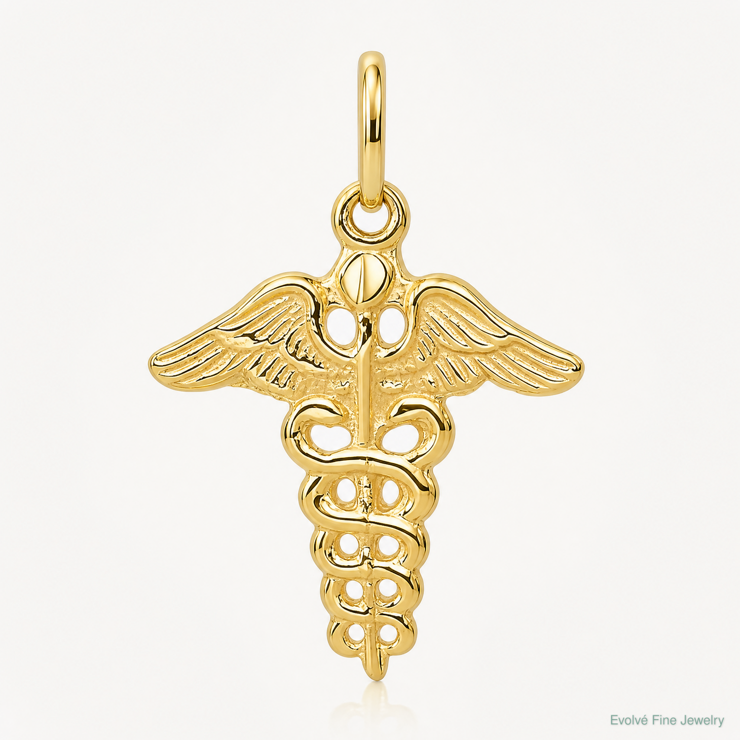14k Caduceus Charm - Lifestyle View