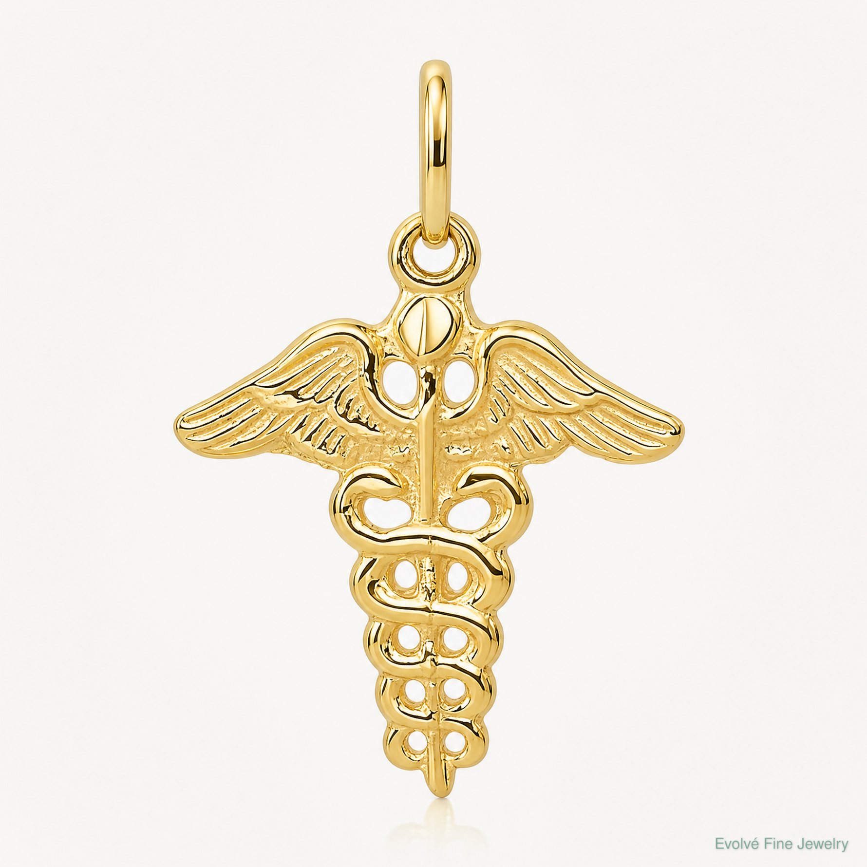 14k Caduceus Charm - Lifestyle View