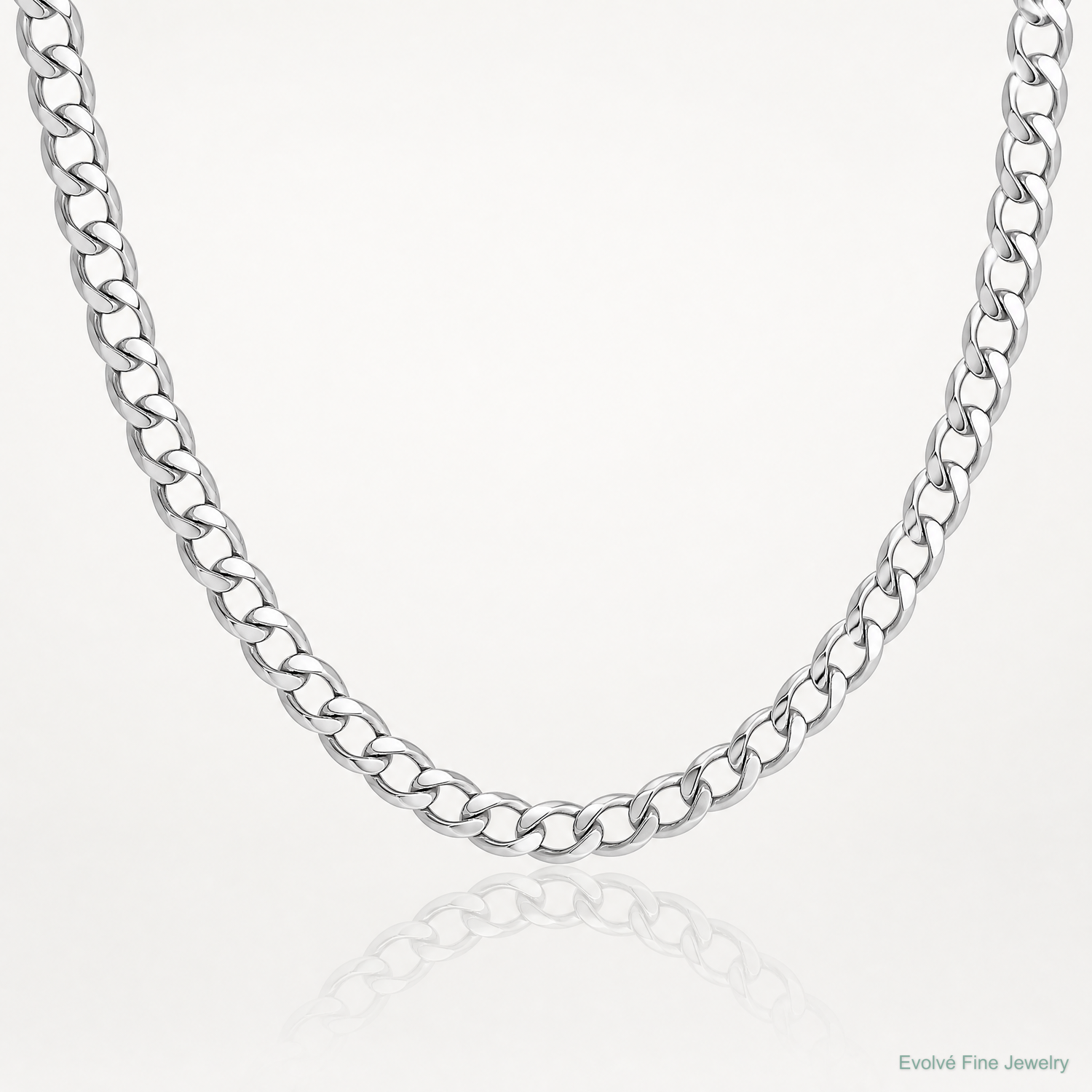 14k White Gold 3.35mm Semi-Solid Curb Chain - Lifestyle View
