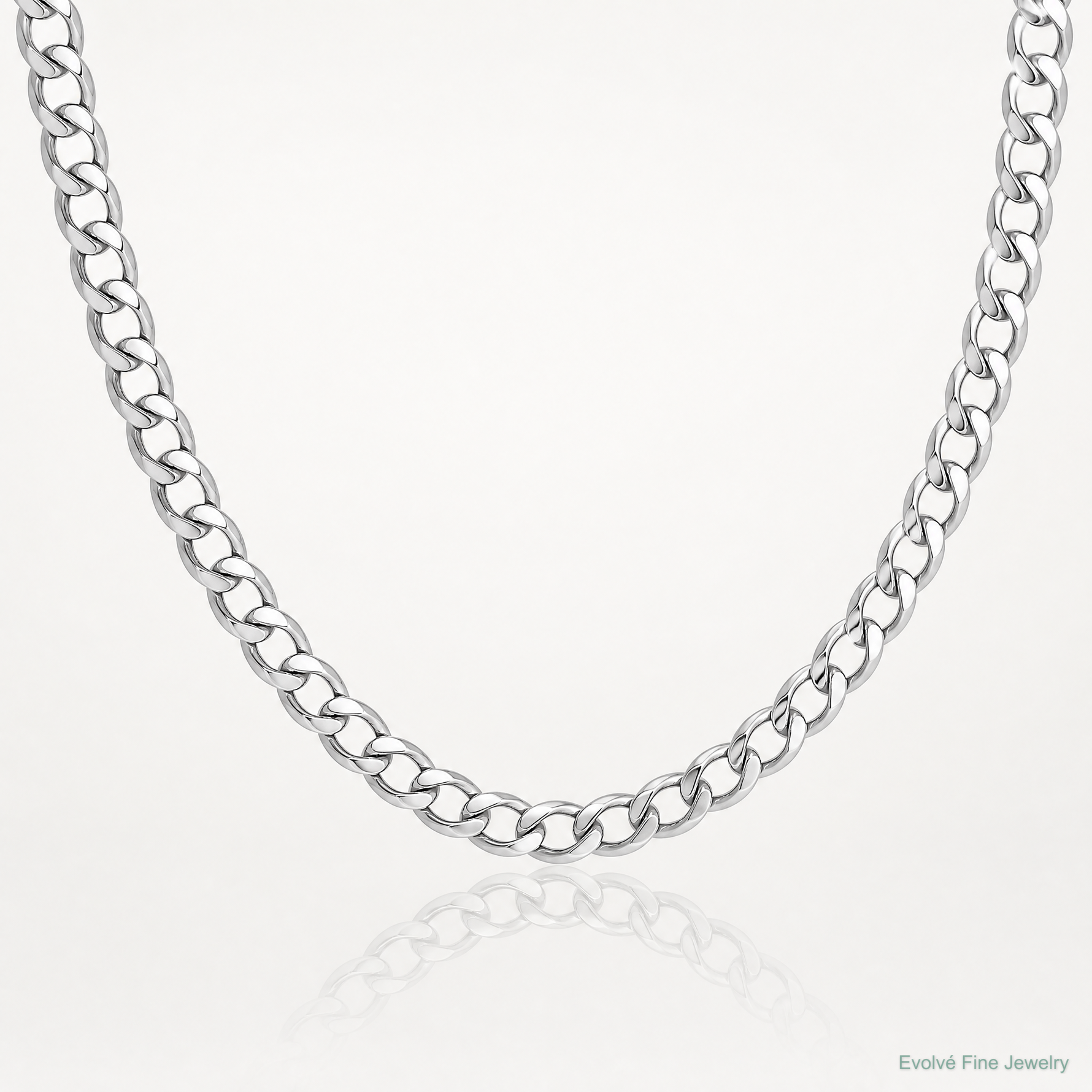 14k White Gold 3.35mm Semi-Solid Curb Chain - Lifestyle View