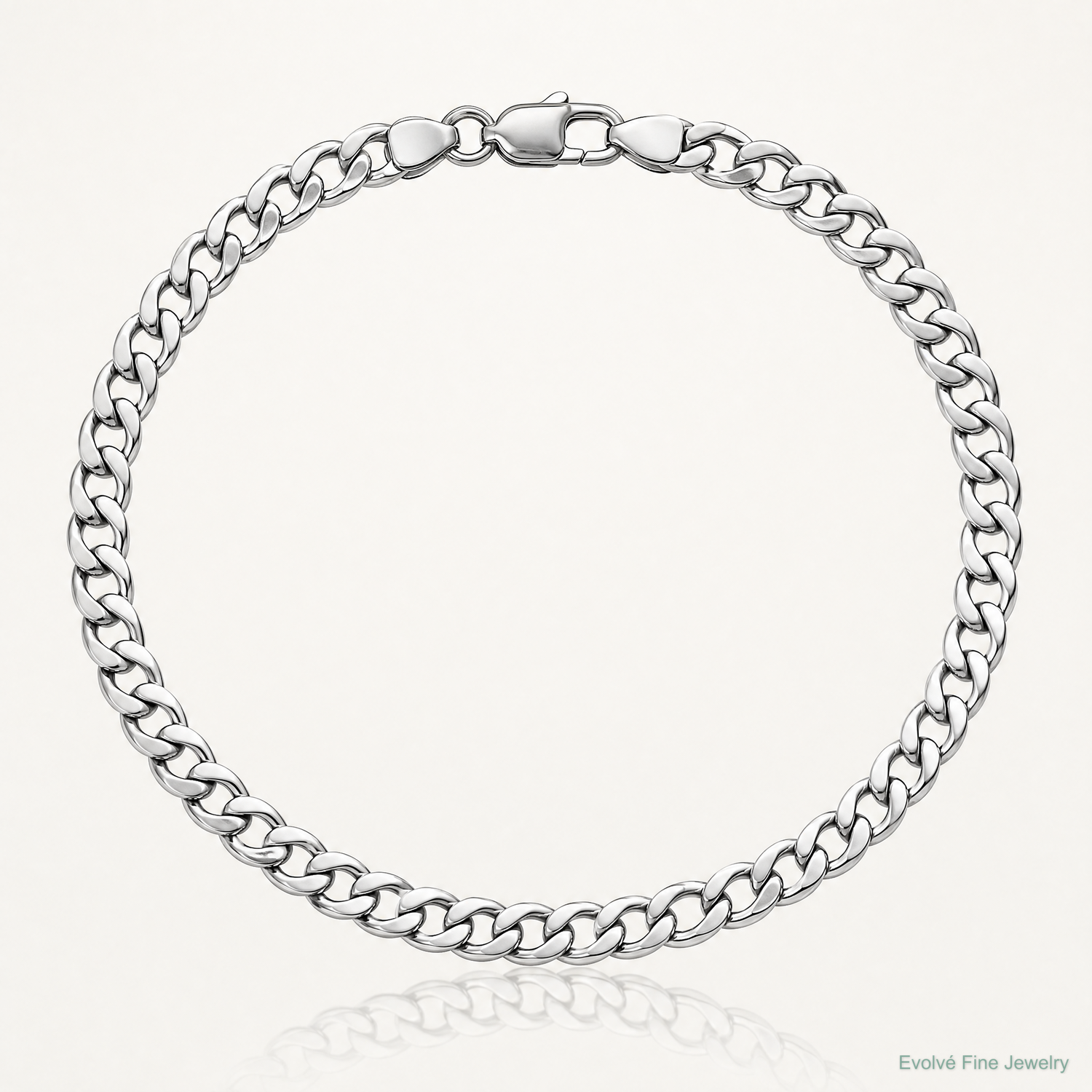 14k White Gold 3.35mm Semi-Solid Curb Chain - Lifestyle View