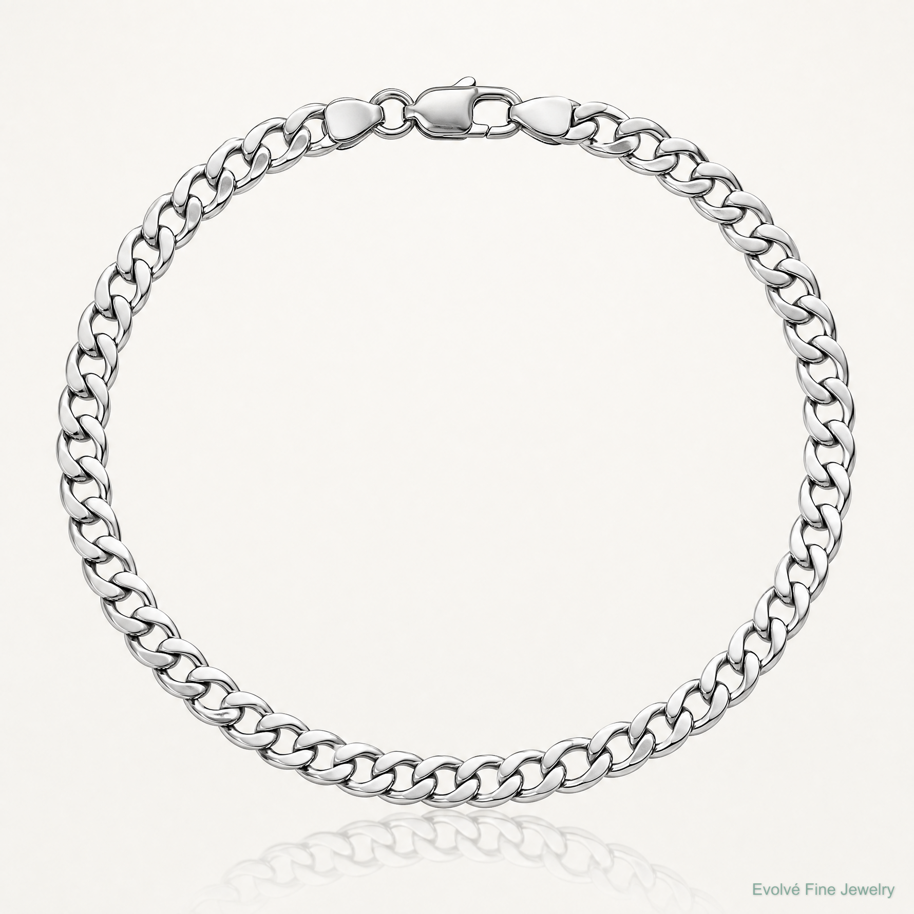 14k White Gold 3.35mm Semi-Solid Curb Chain - Lifestyle View