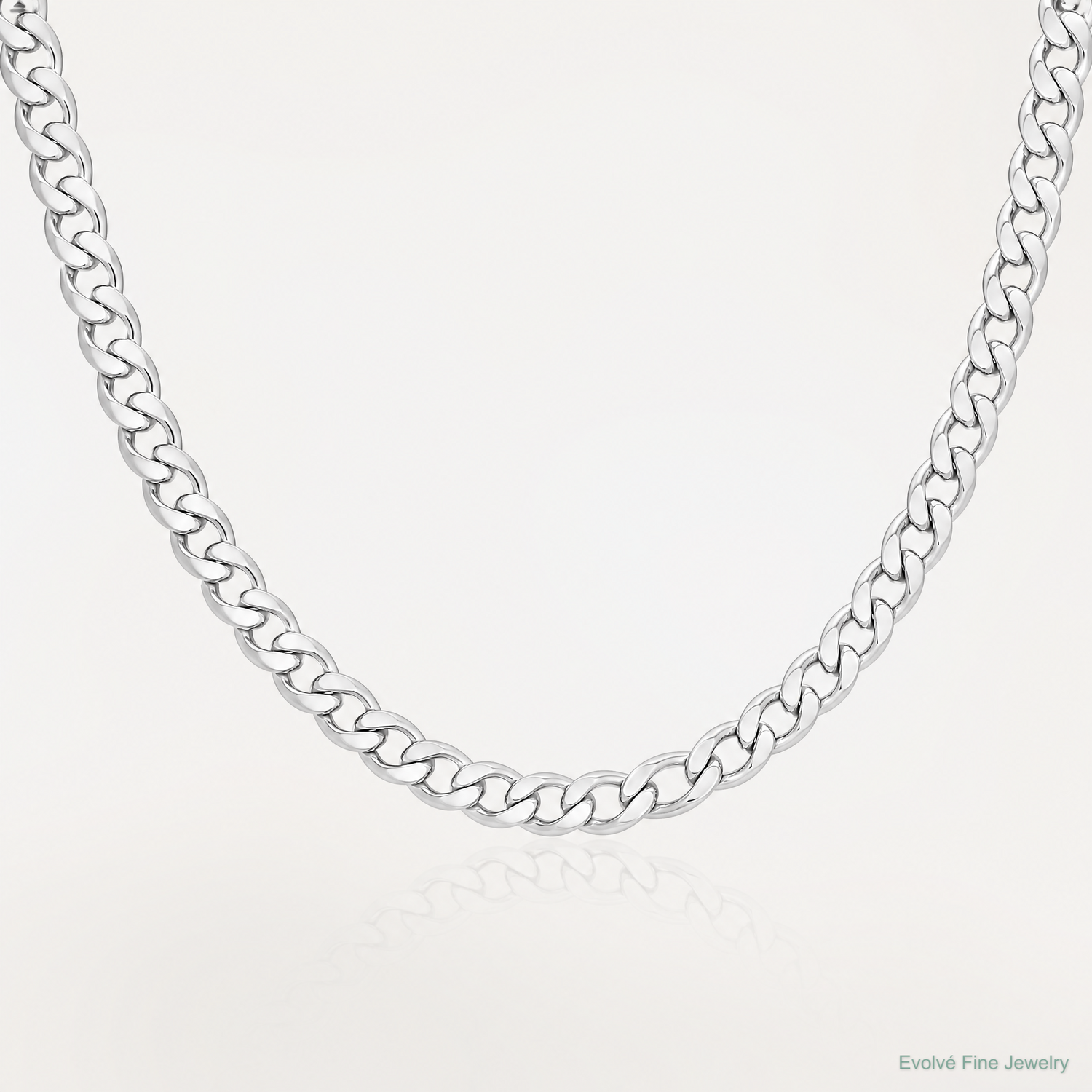 14k White Gold 4.3mm Semi-Solid Curb Chain - Lifestyle View