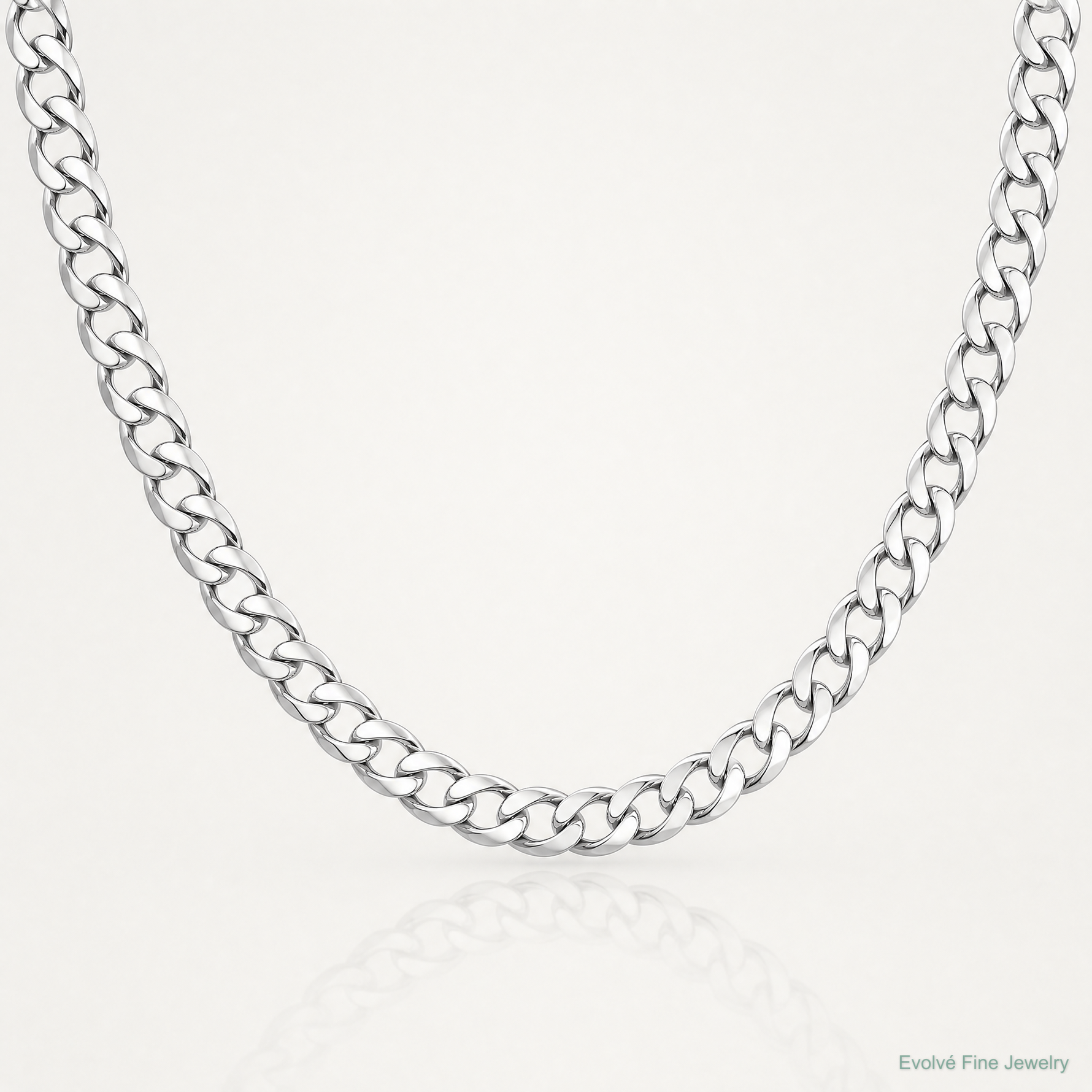 14k White Gold 5.25mm Semi-Solid Curb Chain - Lifestyle View