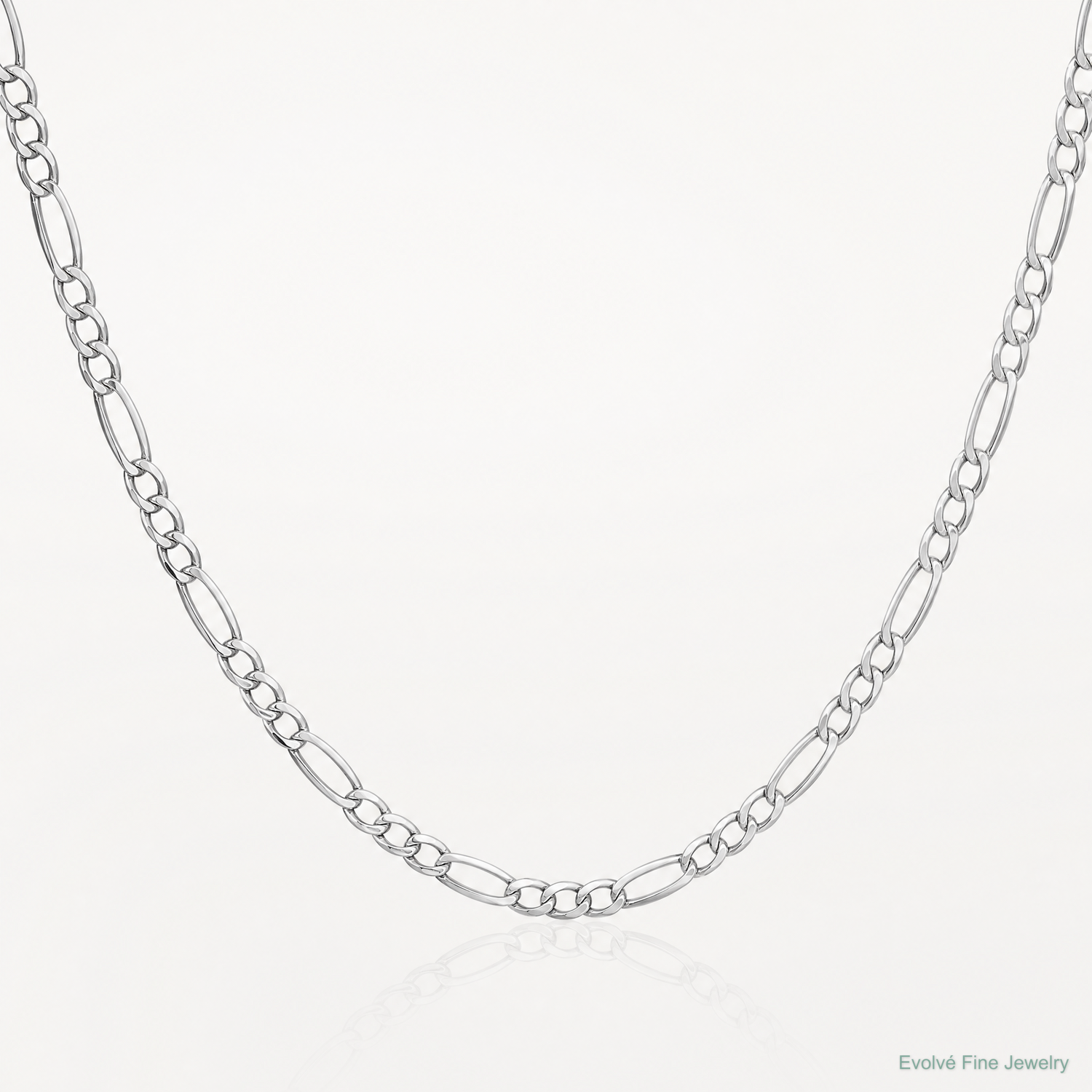 14k White Gold 2.5mm Semi-Solid Figaro Chain - Lifestyle View