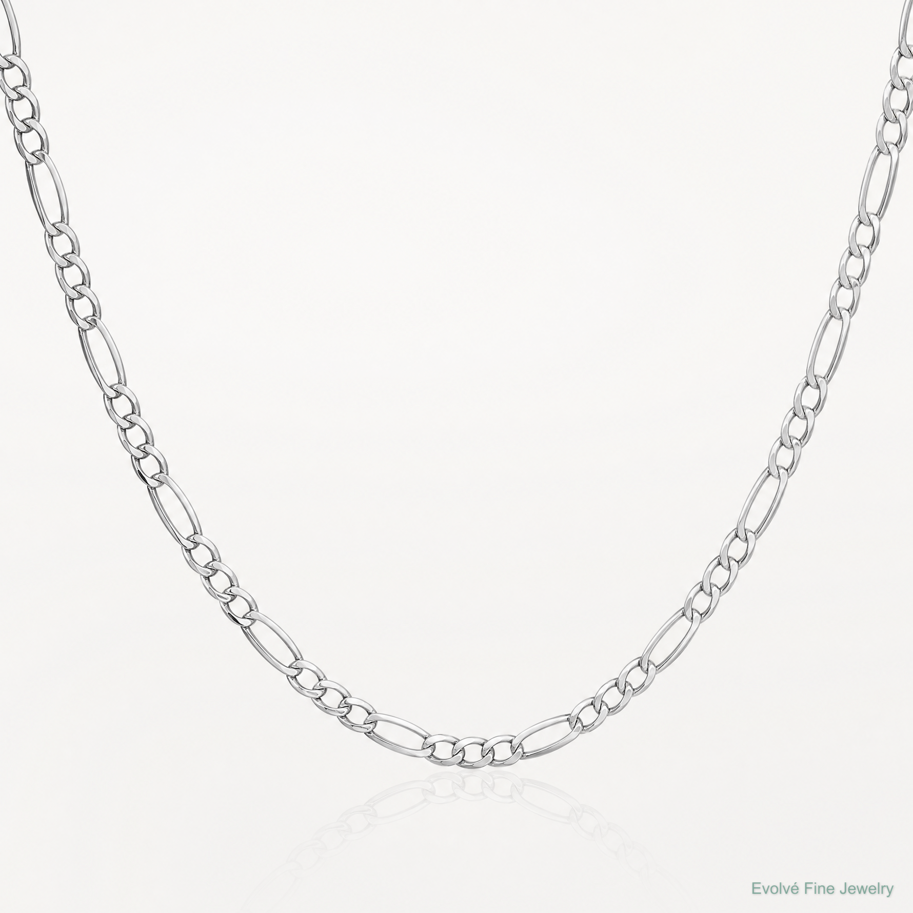 14k White Gold 2.5mm Semi-Solid Figaro Chain - Lifestyle View