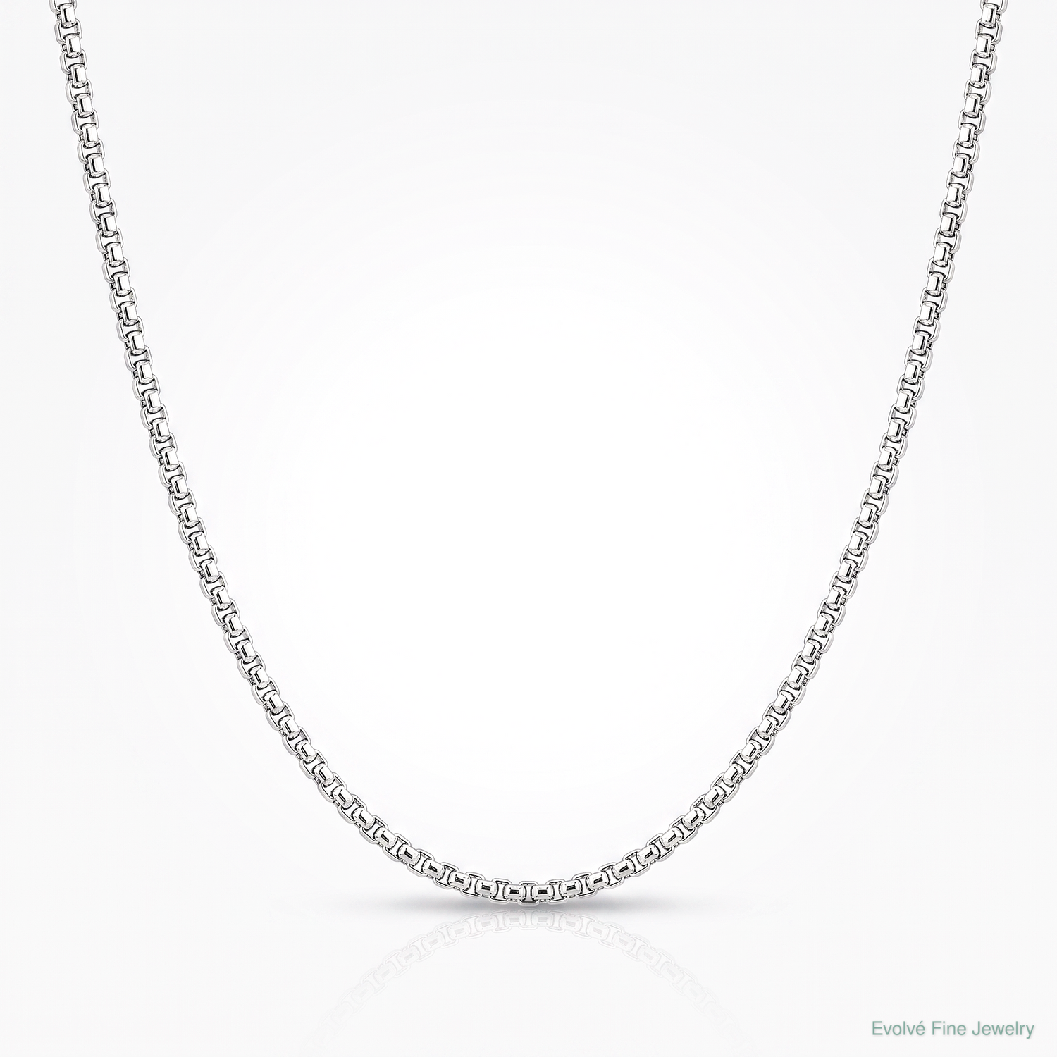 14k White Gold 1.5mm Semi-Solid Round Box Chain - Lifestyle View