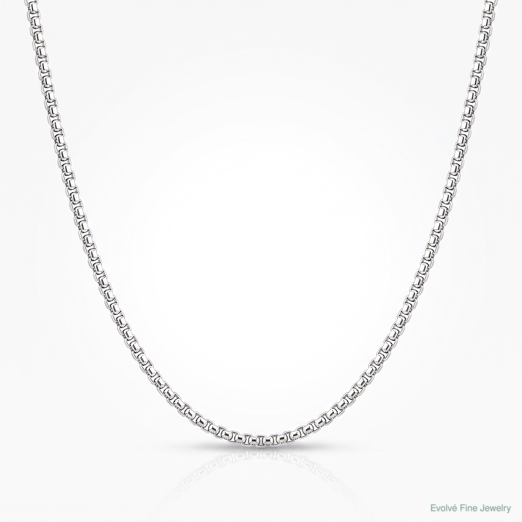 14k White Gold 1.5mm Semi-Solid Round Box Chain - Lifestyle View