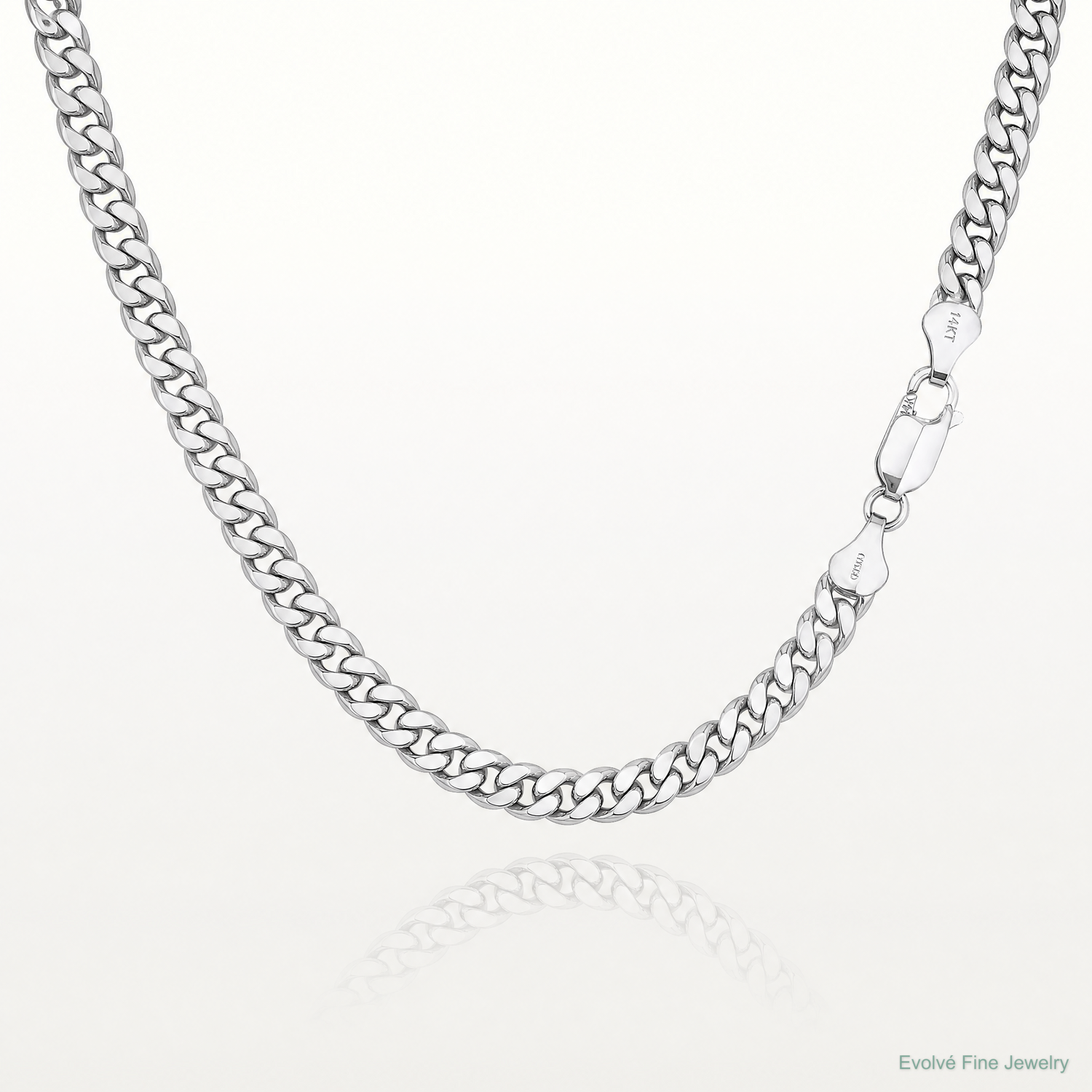14k White Gold 6mm Semi-Solid Miami Cuban Chain - Lifestyle View