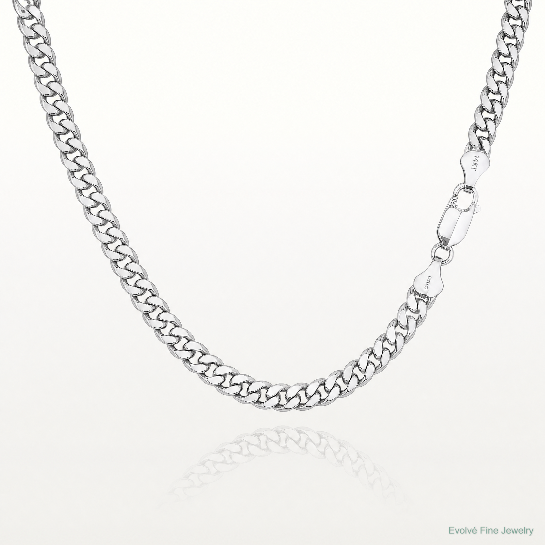 14k White Gold 6mm Semi-Solid Miami Cuban Chain - Lifestyle View