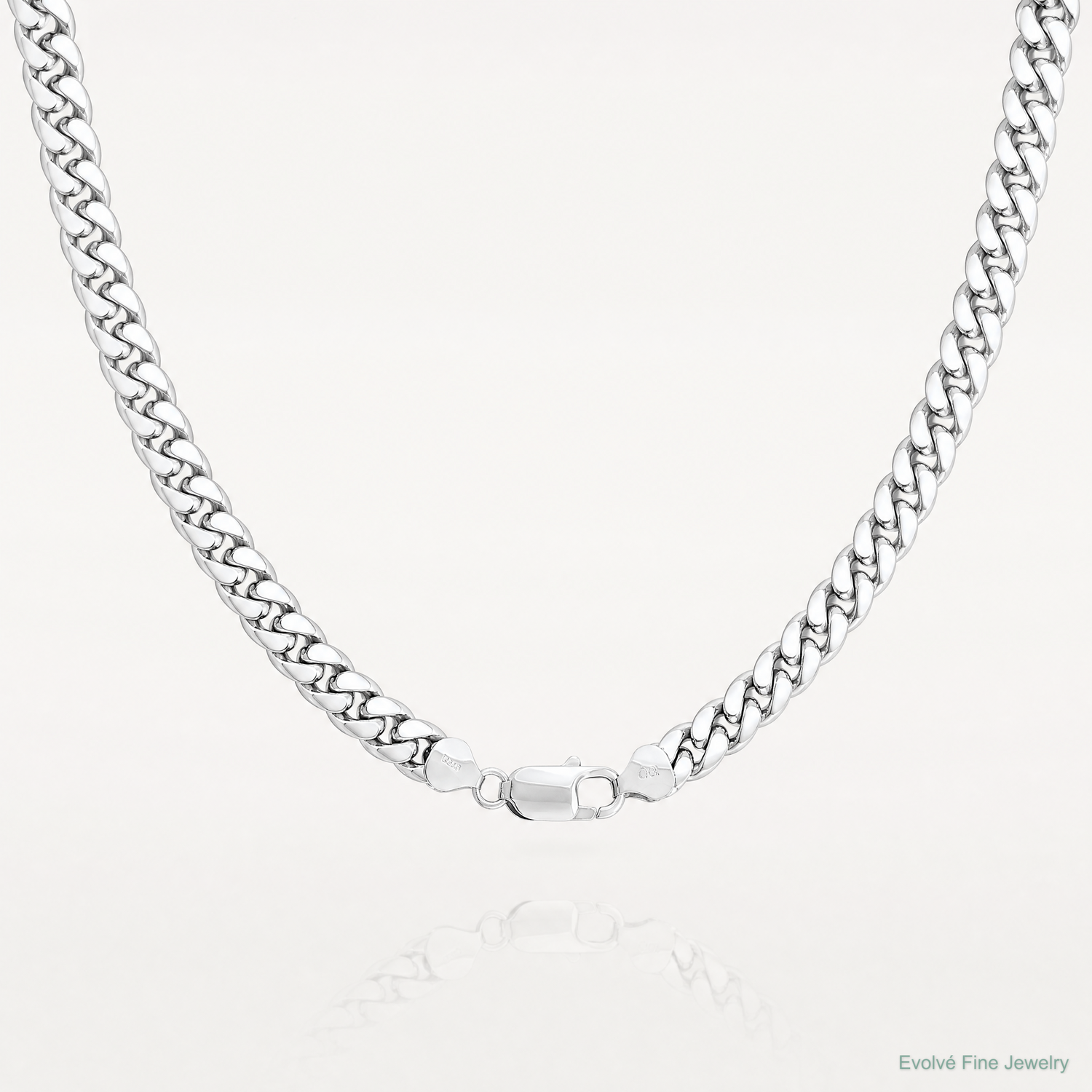14k White Gold 7.3mm Semi-Solid Miami Cuban Chain - Lifestyle View
