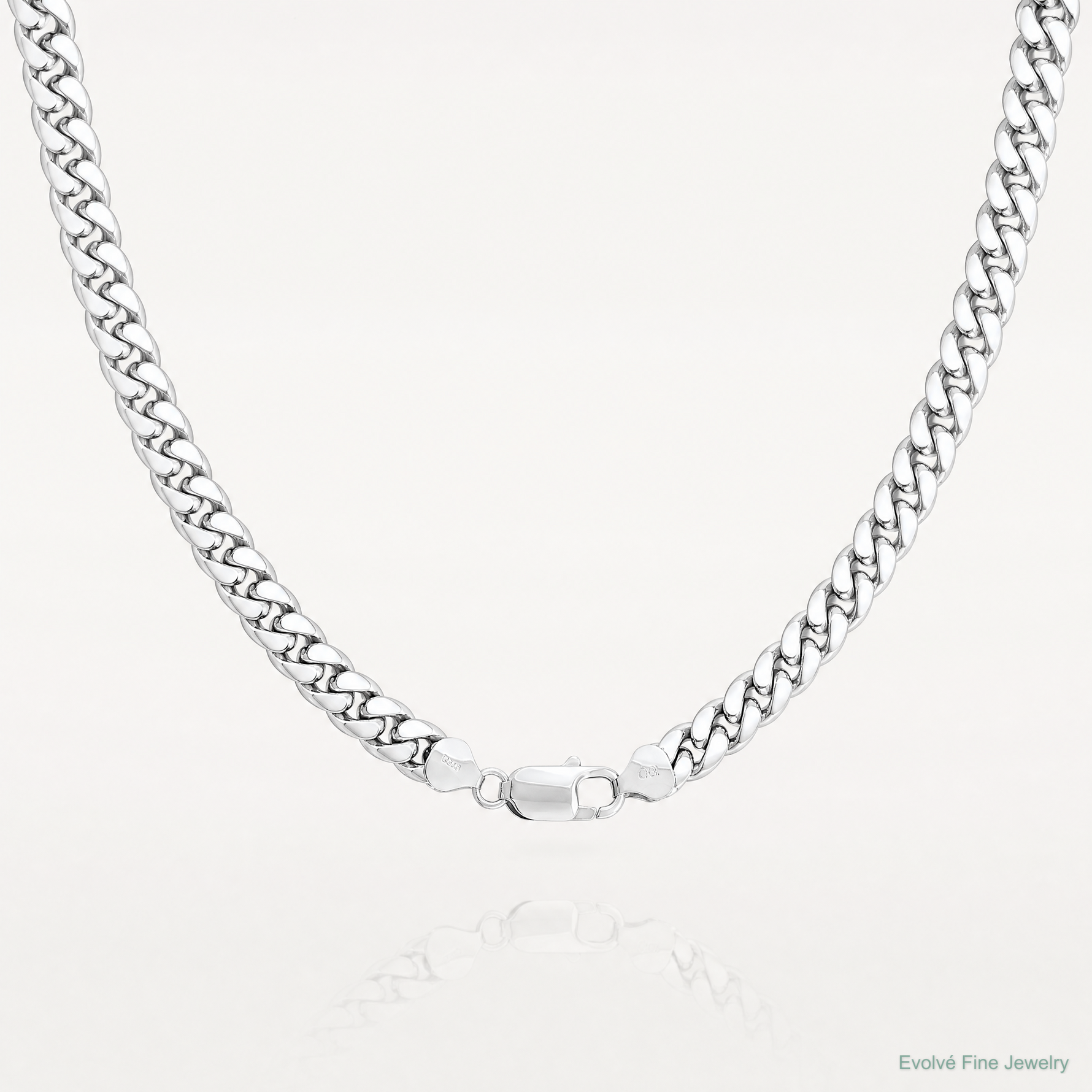 14k White Gold 7.3mm Semi-Solid Miami Cuban Chain - Lifestyle View