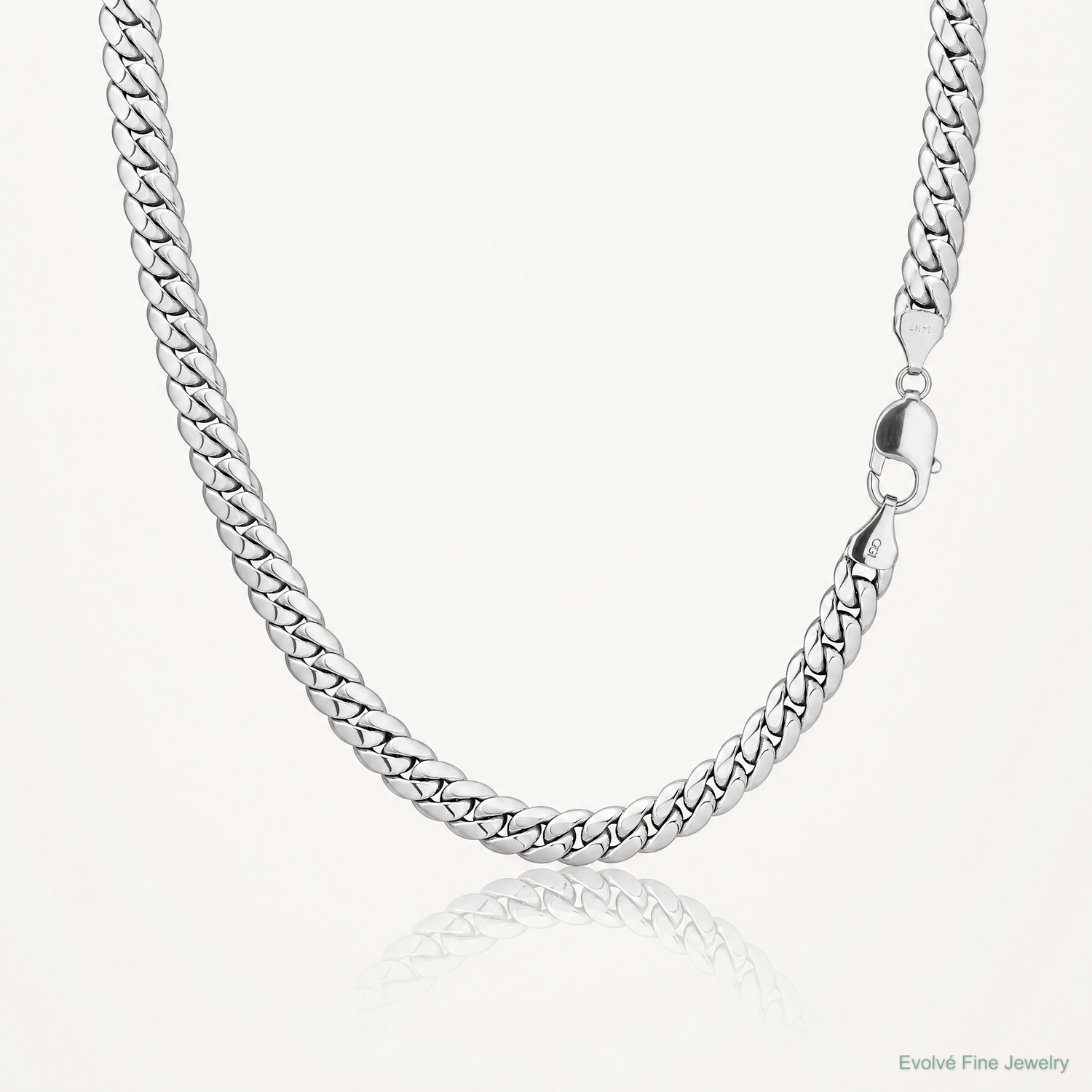 14k White Gold 9.3mm Semi-Solid Miami Cuban Chain - Lifestyle View