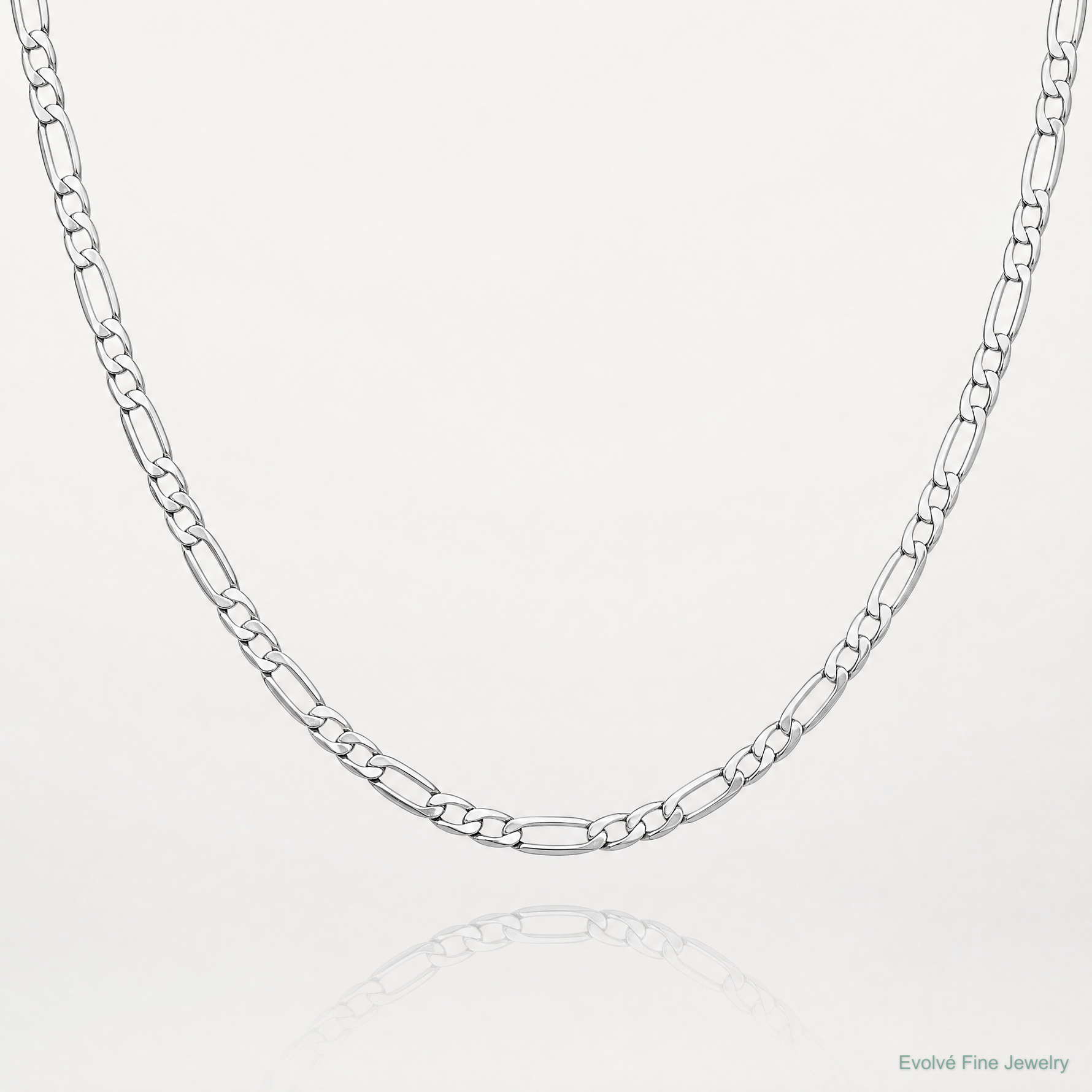 14k White Gold 3.5mm Semi-Solid Figaro Chain - Lifestyle View