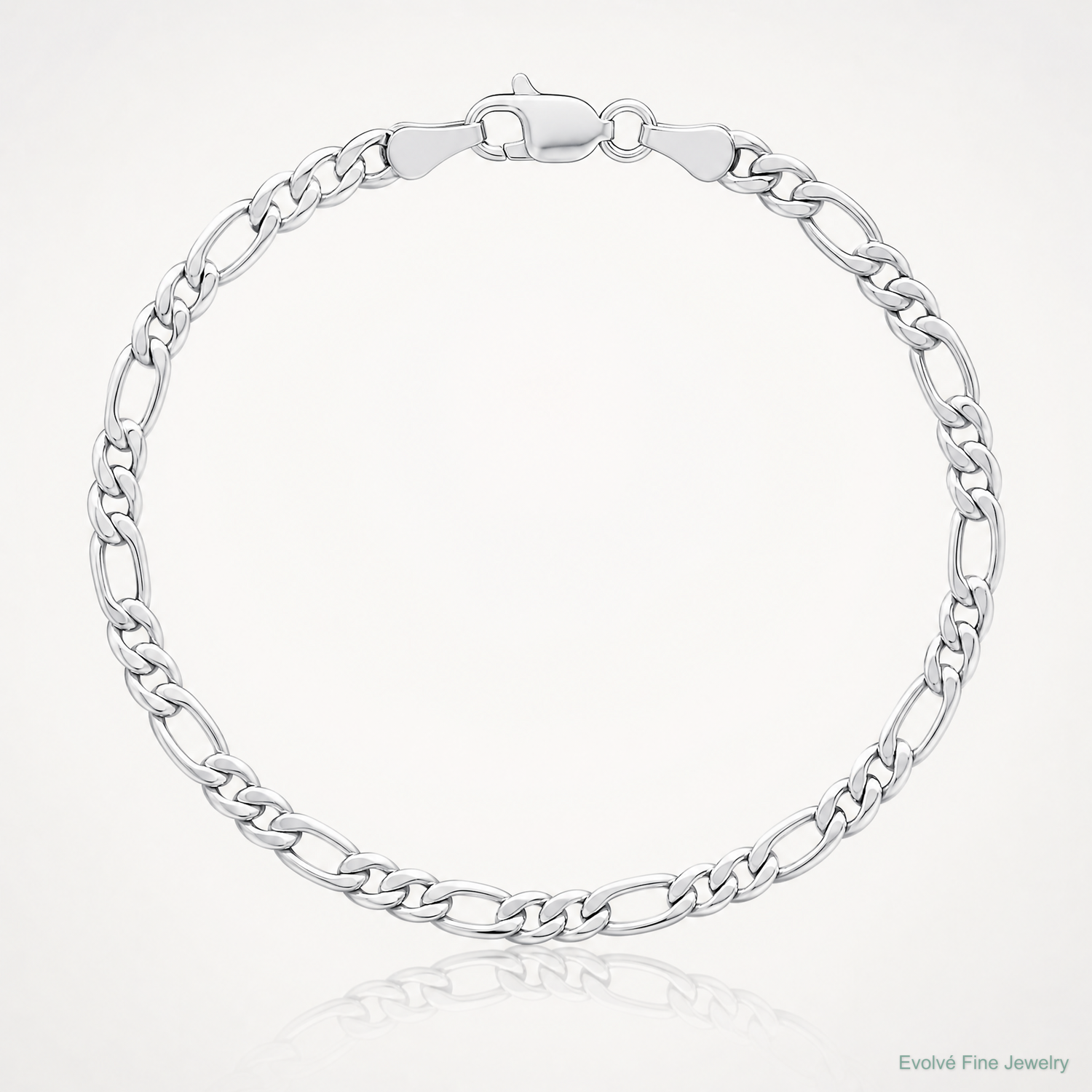 14k White Gold 3.5mm Semi-Solid Figaro Chain - Lifestyle View