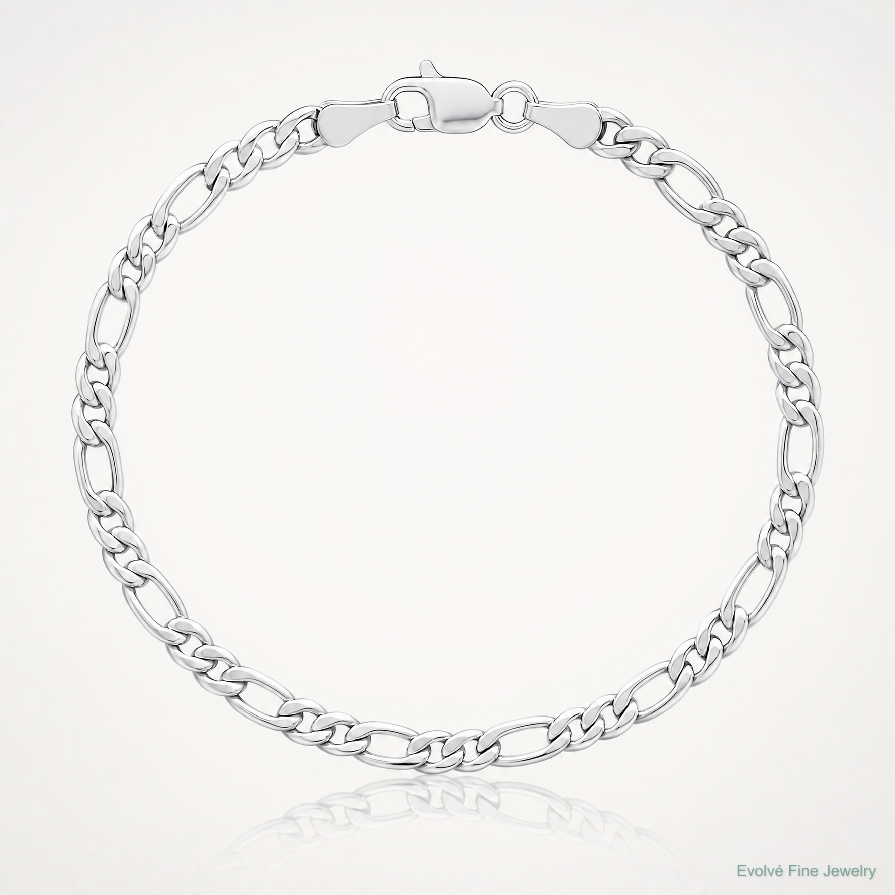 14k White Gold 3.5mm Semi-Solid Figaro Chain - Lifestyle View