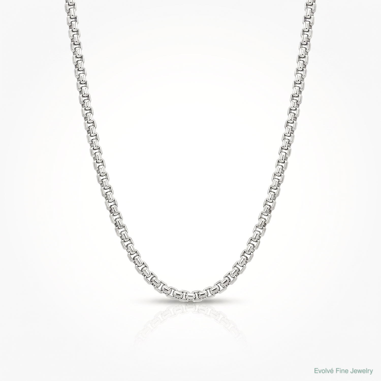 14k White Gold 2.45mm Semi-Solid Round Box Chain - Lifestyle View