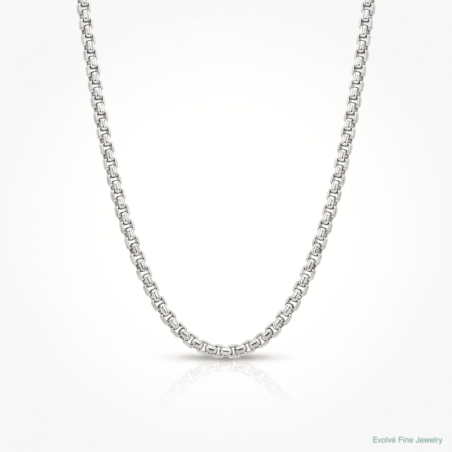 14k White Gold 2.45mm Semi-Solid Round Box Chain - Lifestyle View