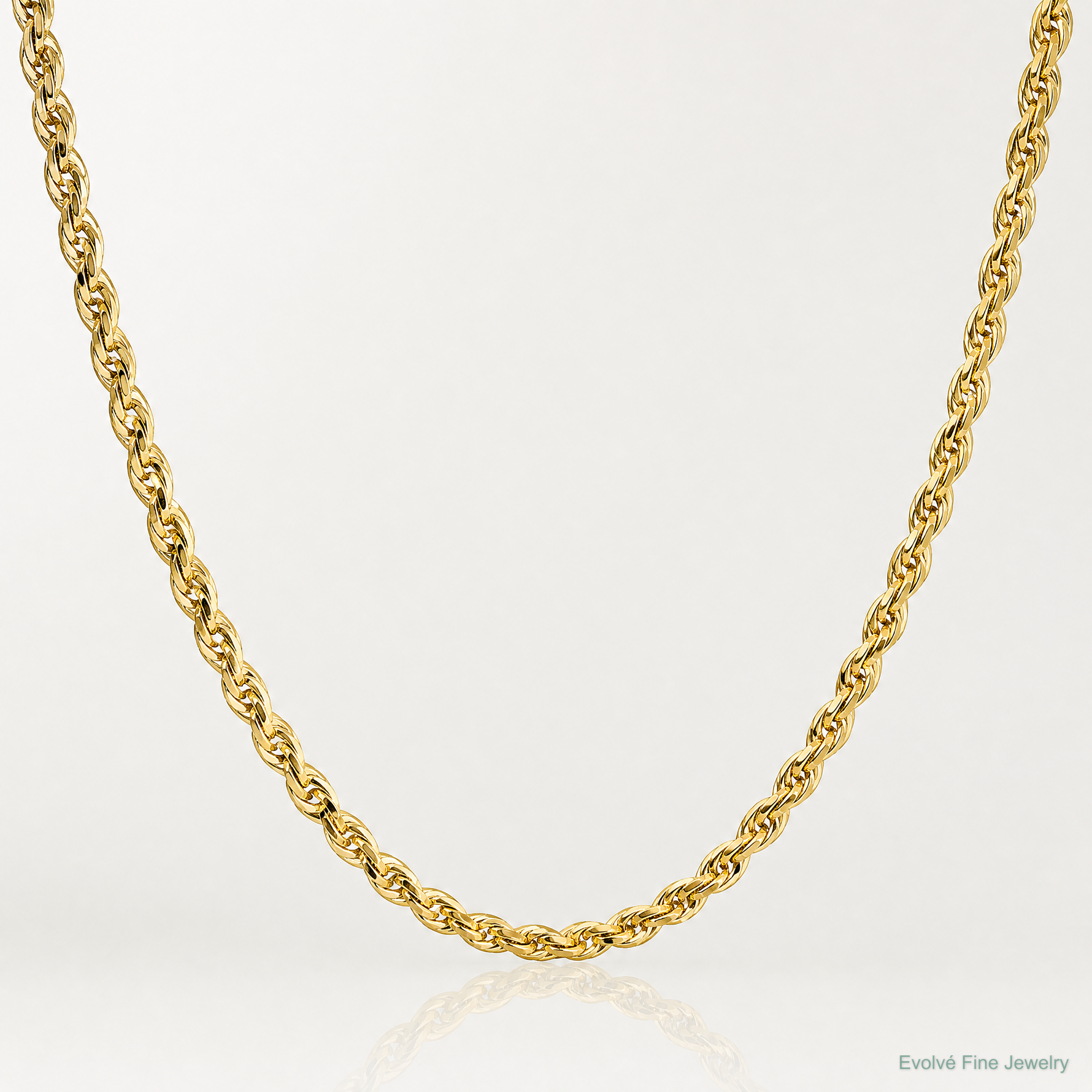 14ky 4.25mm Semi-Solid Rope Chain - Lifestyle View