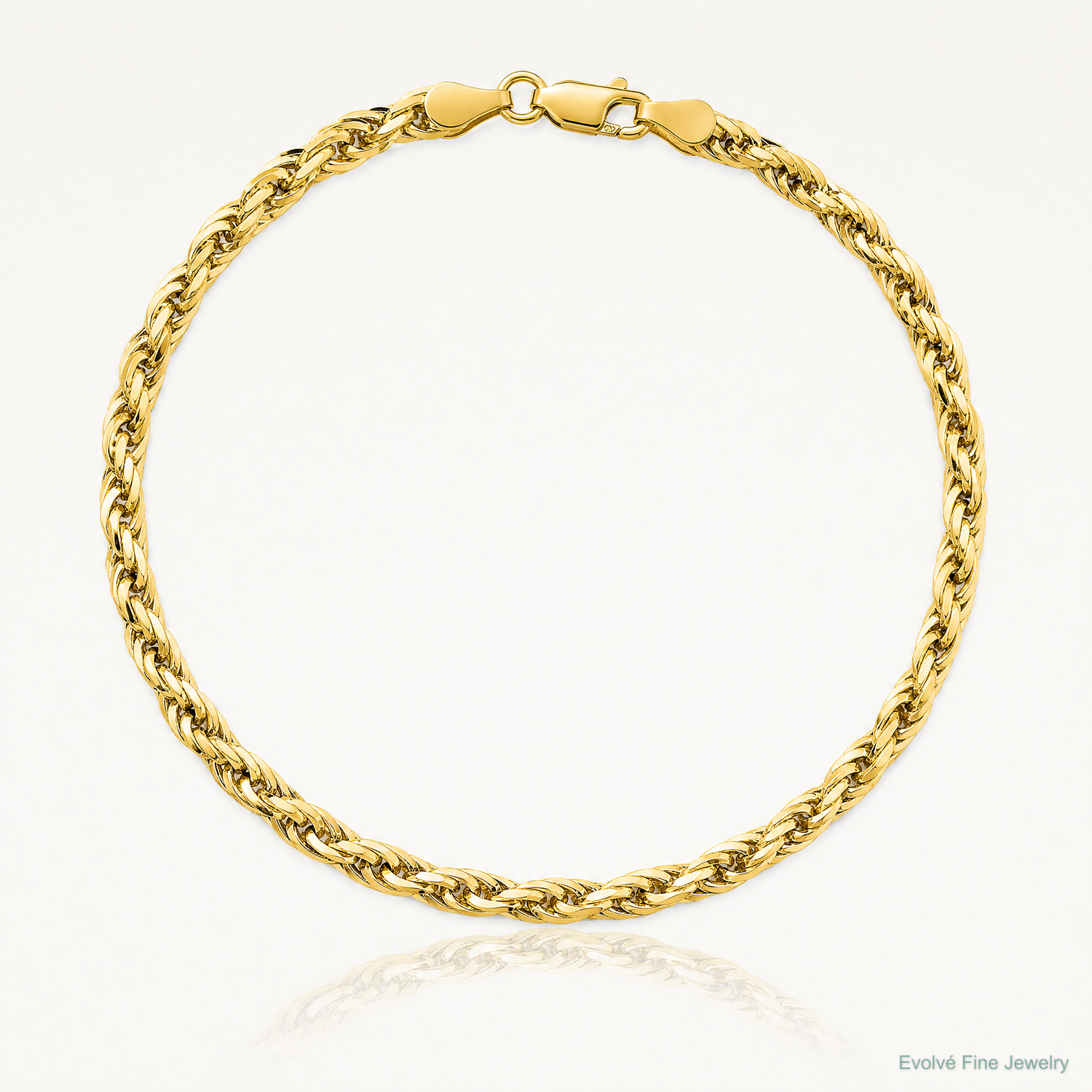 14ky 4.75mm Semi-Solid Rope Chain - Lifestyle View