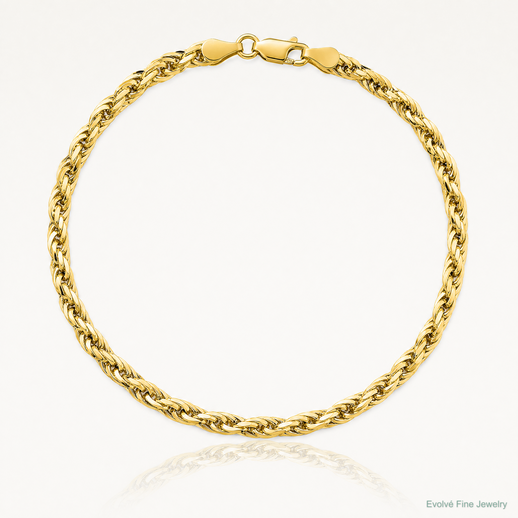 14ky 4.75mm Semi-Solid Rope Chain - Lifestyle View