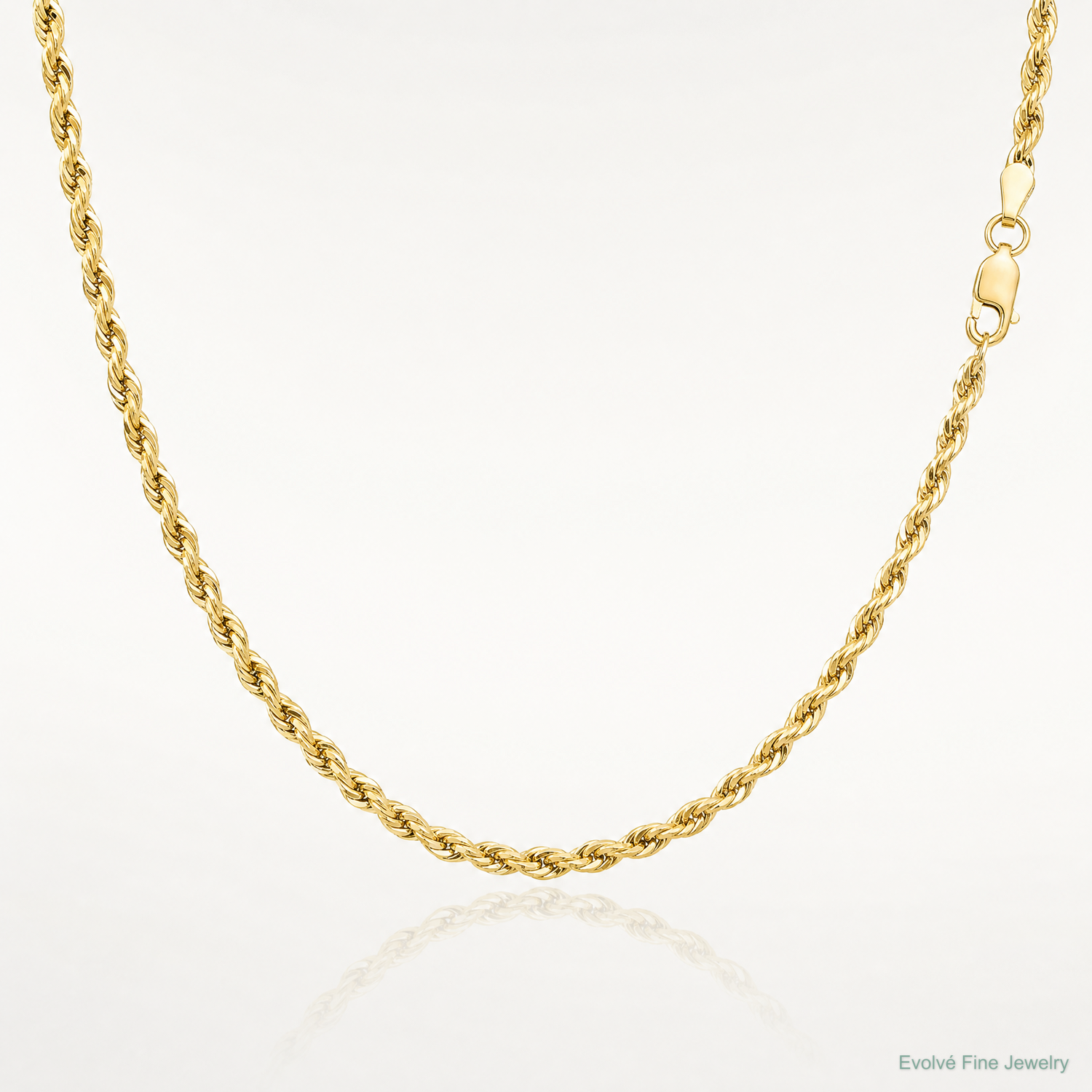 14ky 3.5mm Semi-Solid Rope Chain - Lifestyle View