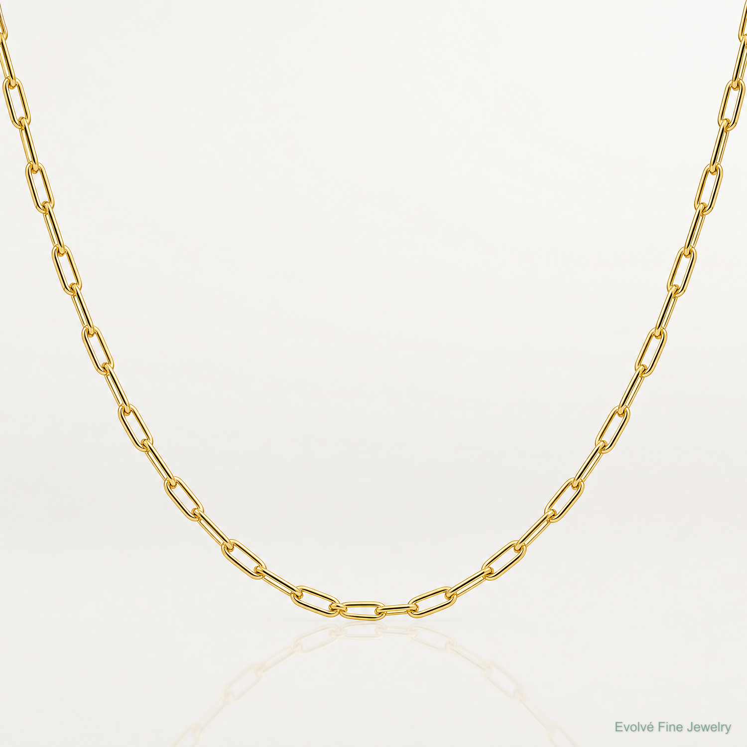 14k 2.2mm Semi-Solid Beveled Paperclip Chain - Lifestyle View