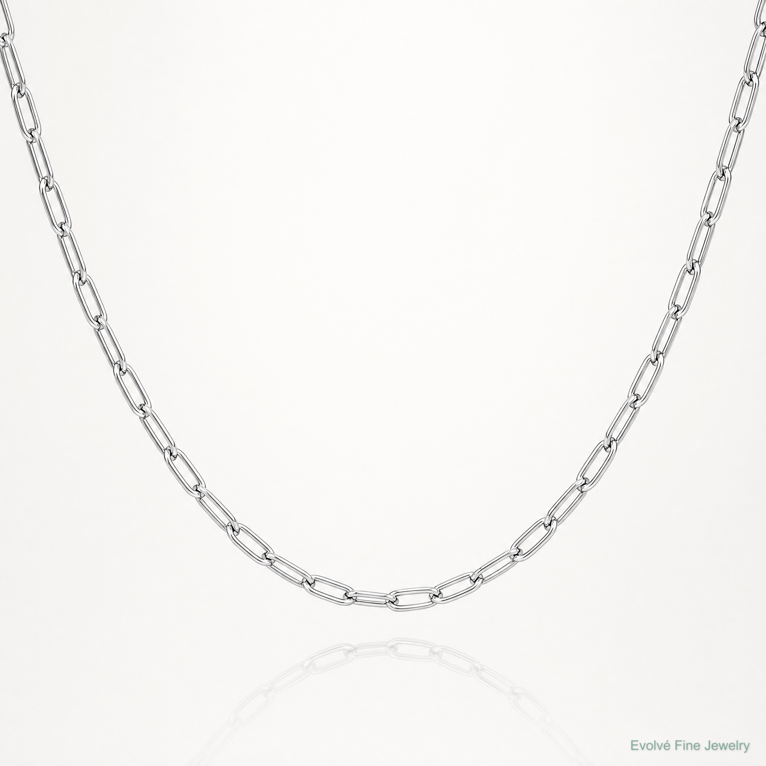 14k White Gold 2.2mm Semi-Solid Beveled Paperclip Chain - Lifestyle View