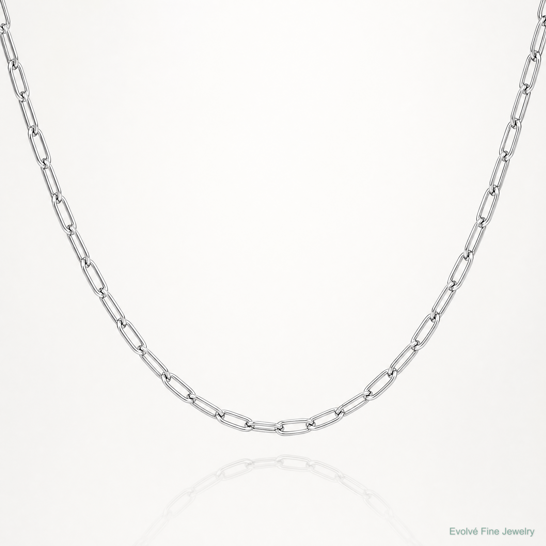 14k White Gold 2.2mm Semi-Solid Beveled Paperclip Chain - Lifestyle View