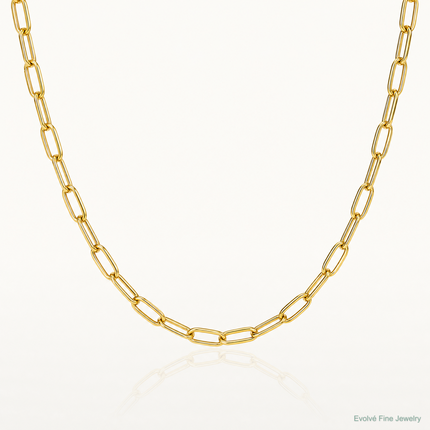 14k 3.0mm Semi-Solid Beveled Paperclip Chain - Lifestyle View