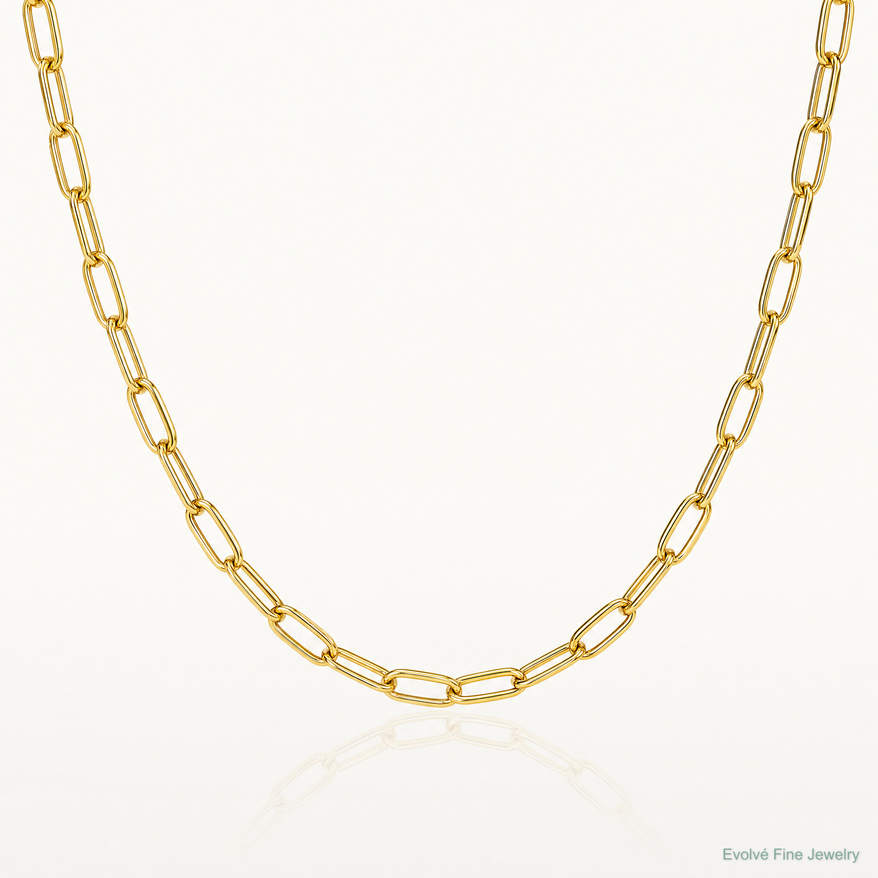 14k 3.0mm Semi-Solid Beveled Paperclip Chain - Lifestyle View