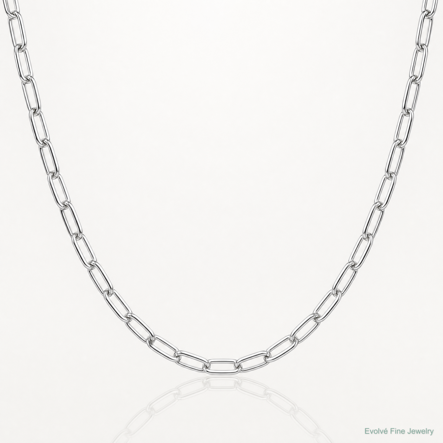 14k White Gold 3.0mm Semi-Solid Beveled Paperclip Chain - Lifestyle View