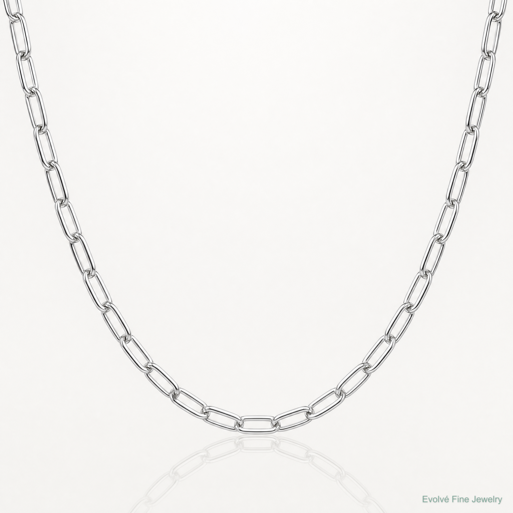 14k White Gold 3.0mm Semi-Solid Beveled Paperclip Chain - Lifestyle View